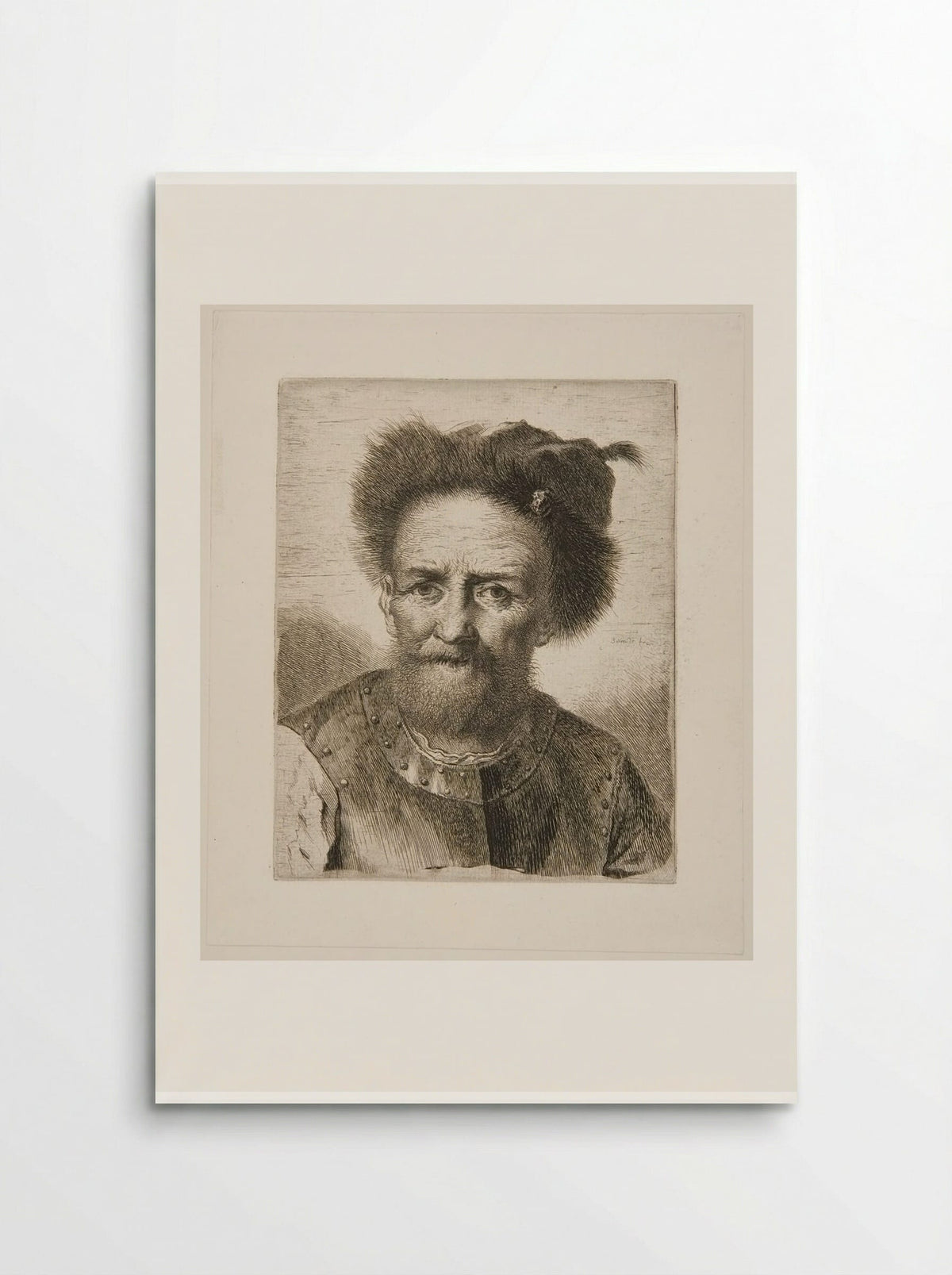 Old Bearded Man with Fur Cap and Breastplate - Georg Friedrich Schmidt - Poster