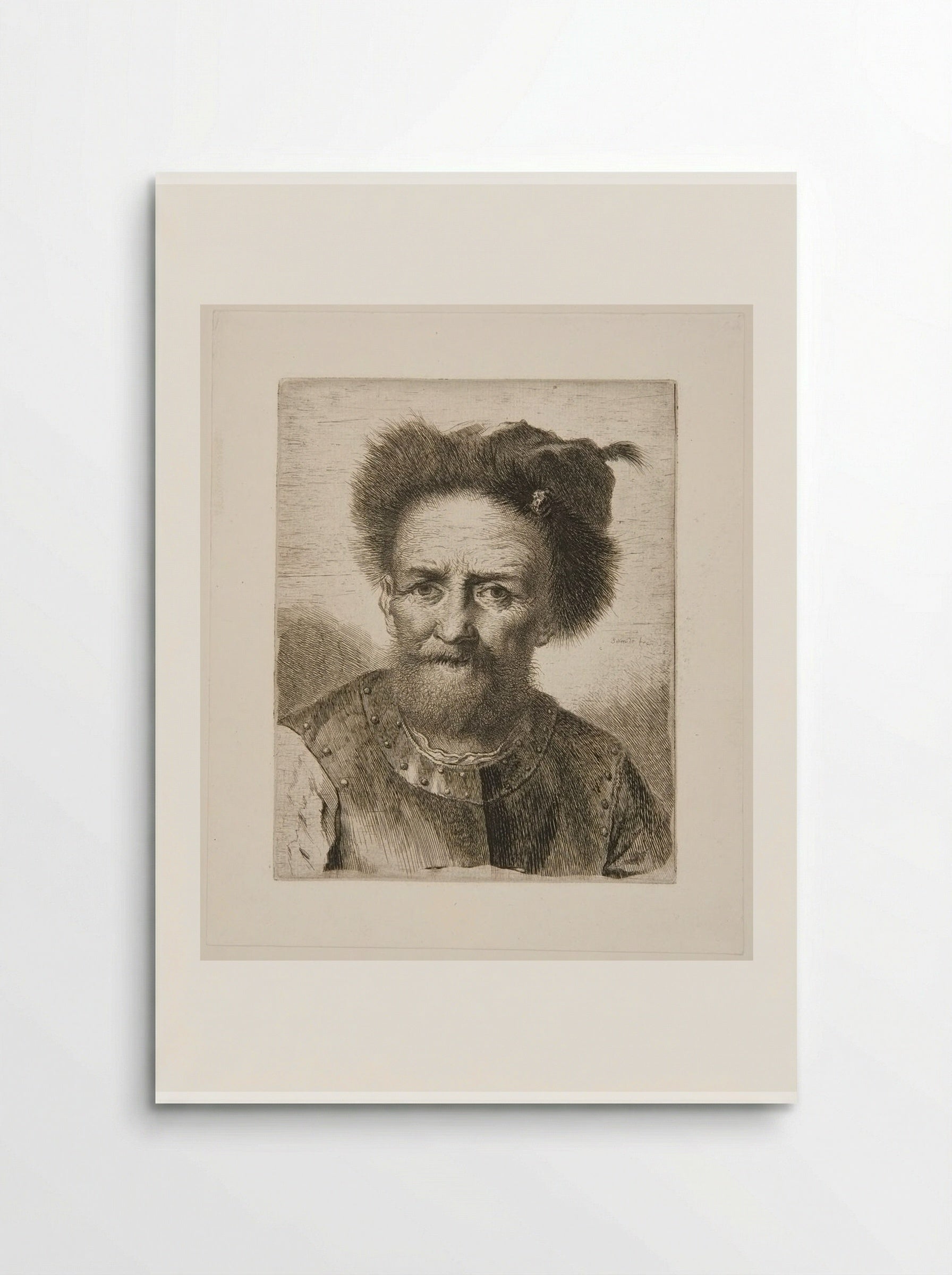 Old Bearded Man with Fur Cap and Breastplate - Georg Friedrich Schmidt - Poster