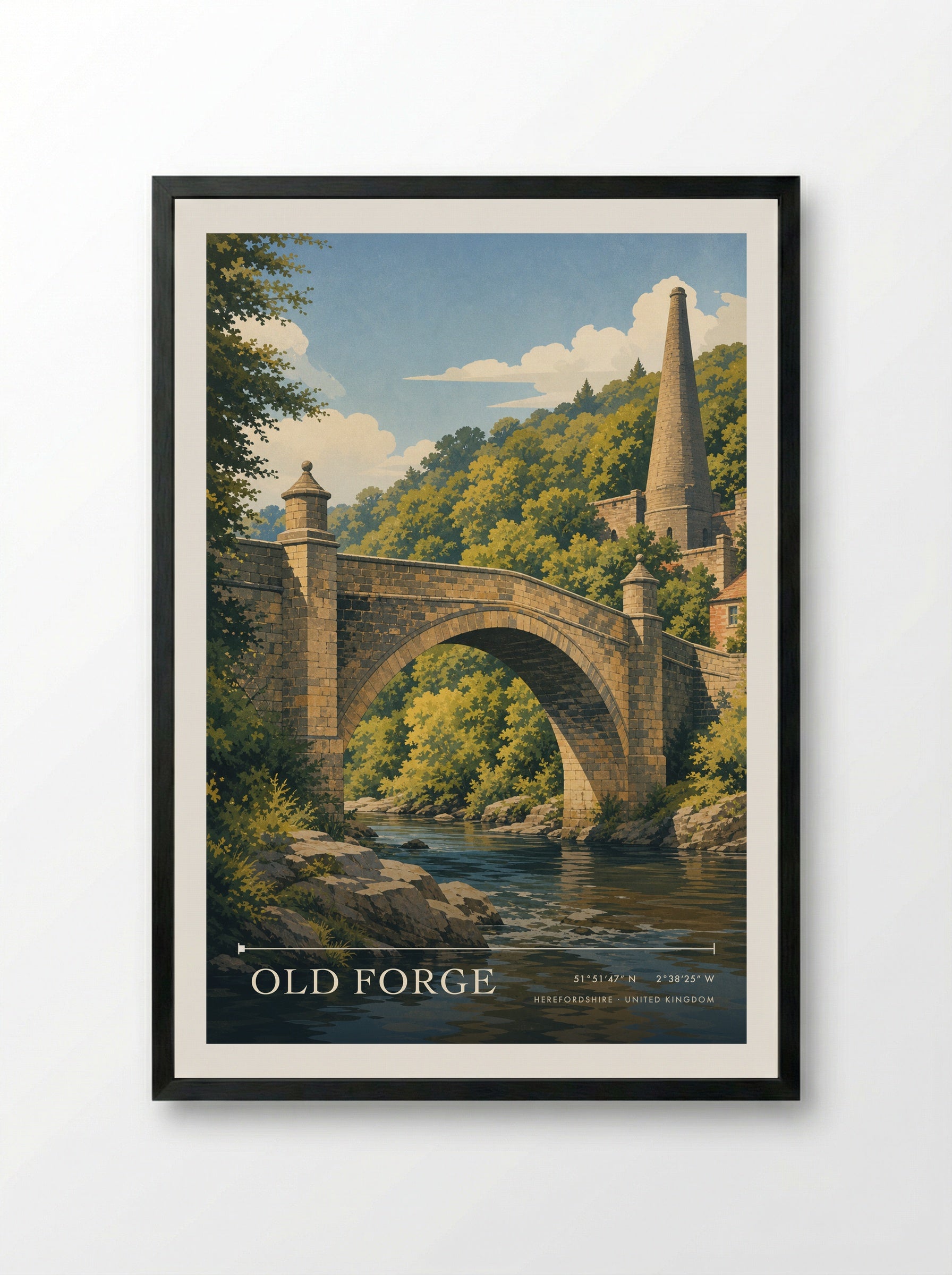 Old Forge Herefordshire United Kingdom Travel Poster - Framed Print Black