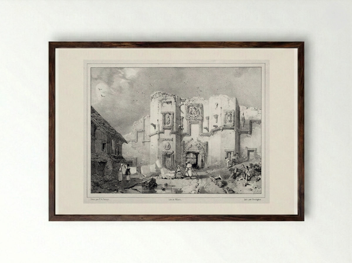 Old Gateway at Stirling - Richard Parkes Bonington - Framed Print Dark Wood