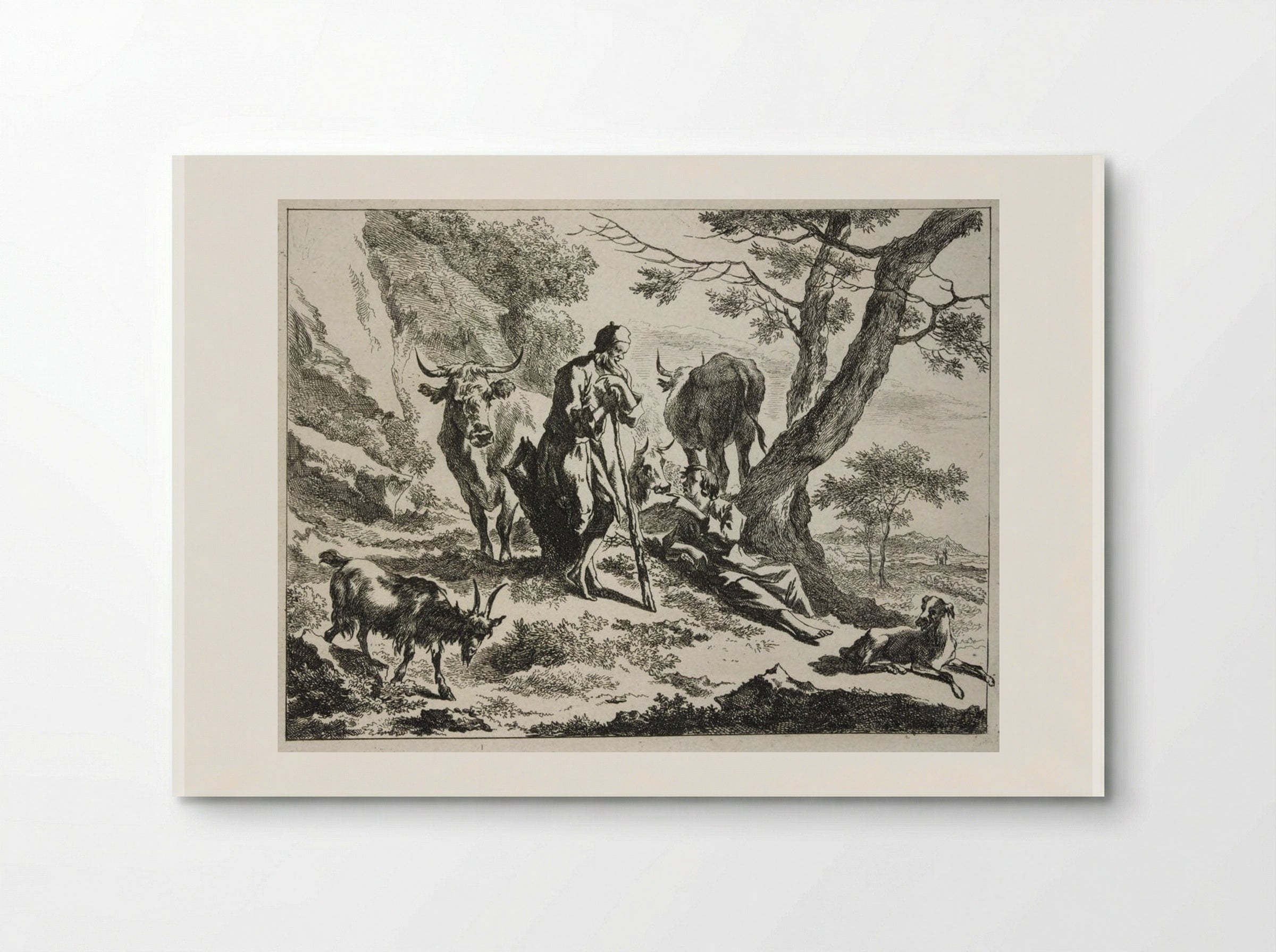 Old Herdsman Talking to a Reclining Young Herdsman - Johannes Visscher - Poster