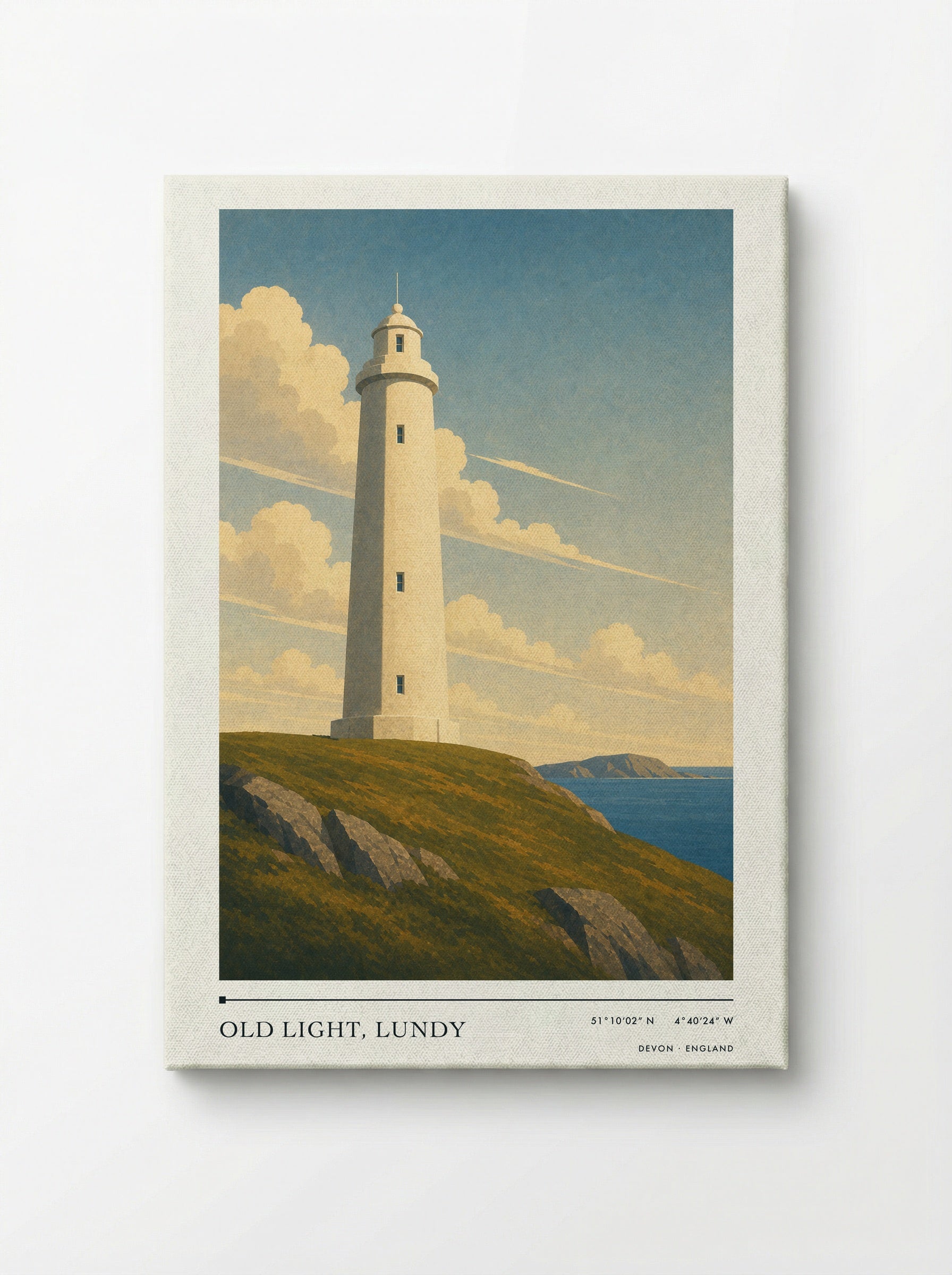 Old Light, Lundy Devon England Travel Poster - Canvas