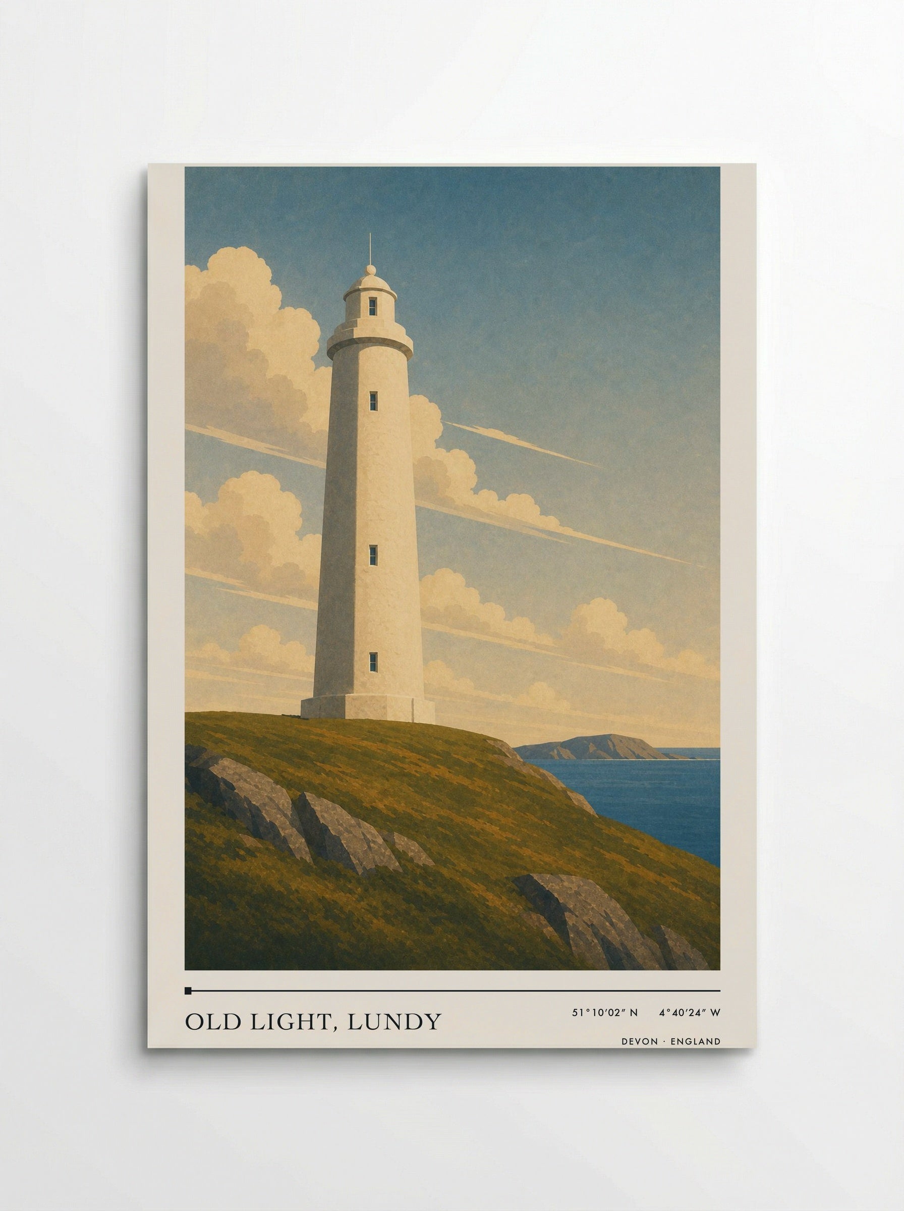 Old Light, Lundy Devon England Travel Poster - Poster