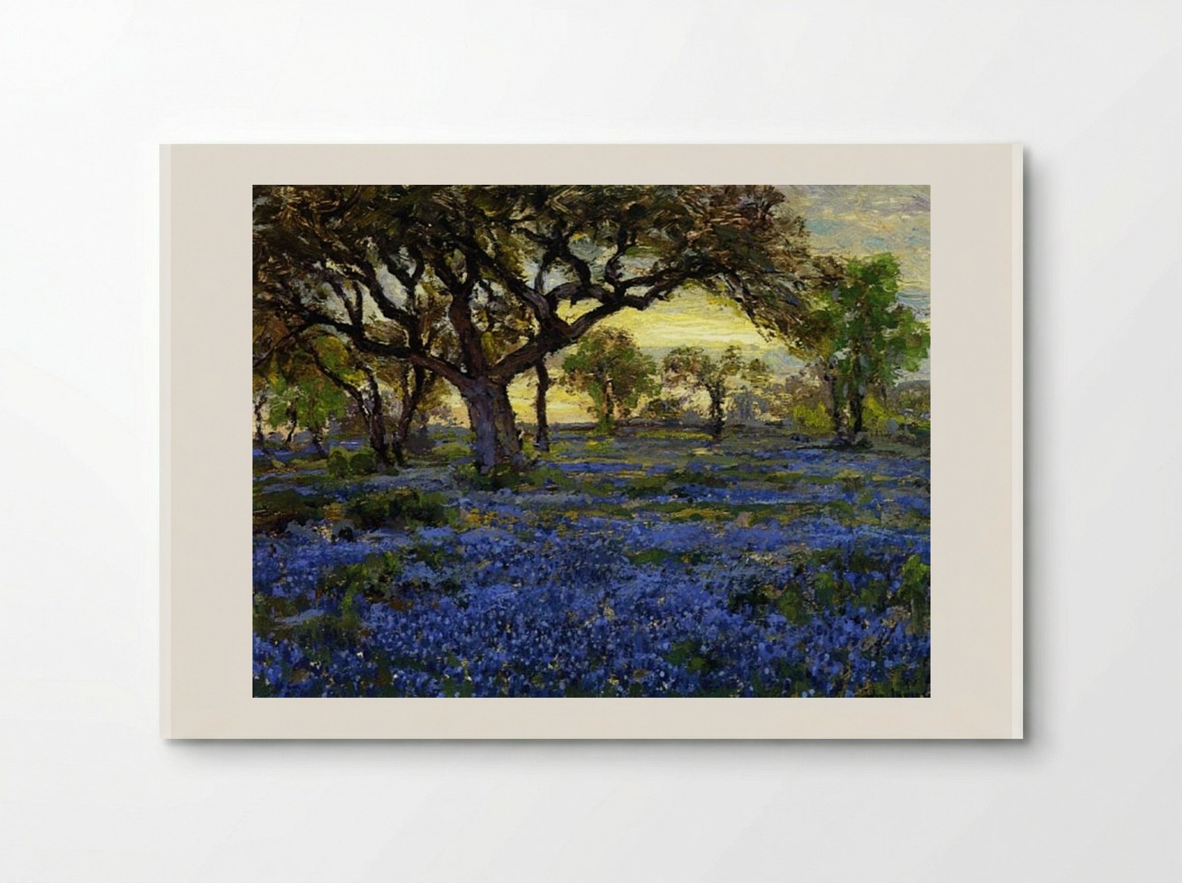 Old Live Oak Tree and Bluebonnets on the West Texas Military Grounds, San Antonio - Robert Julian Onderdonk - Poster