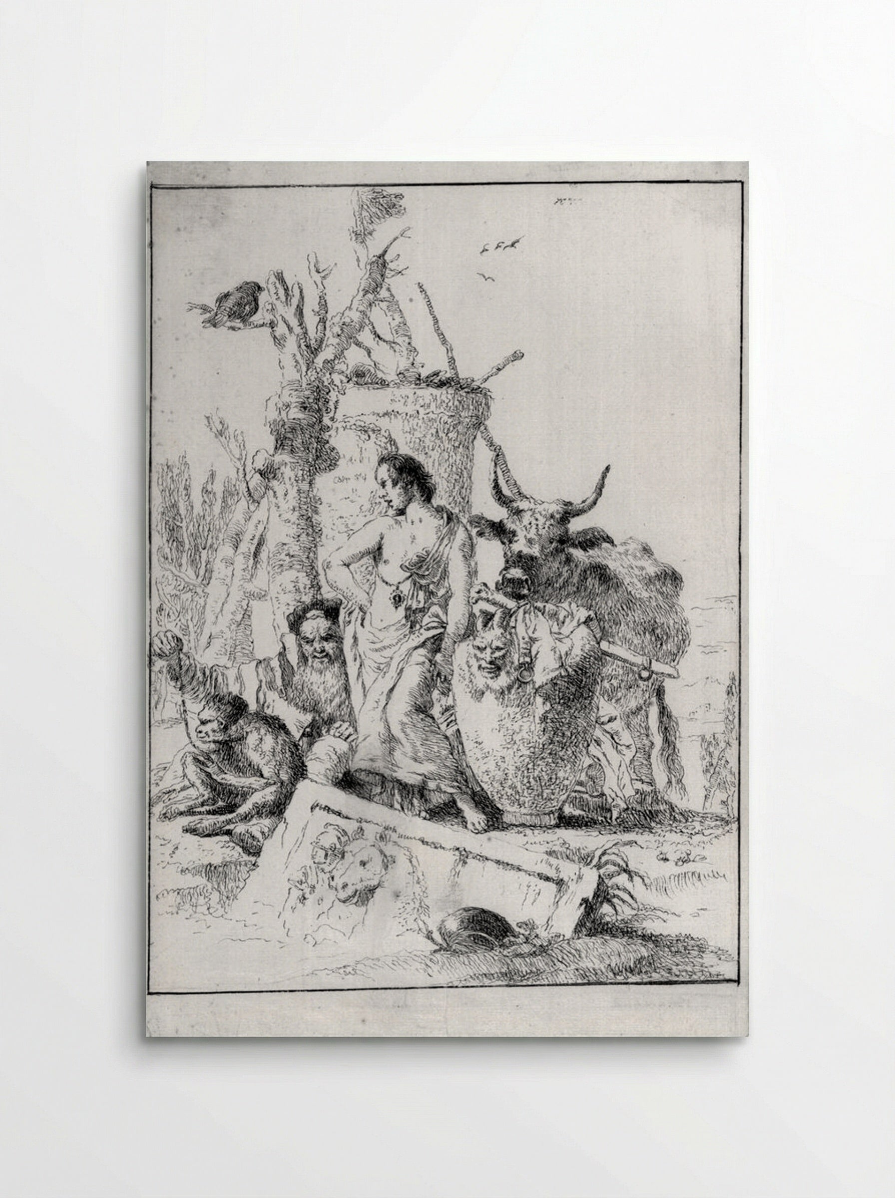 Old Man Holding a Monkey on a Leash - Giovanni Battista Tiepolo - Poster