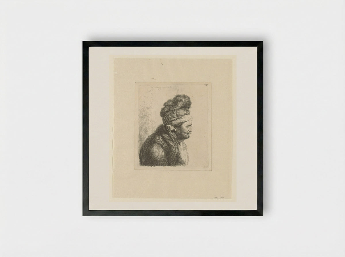 Old Man in a Fur Cap and Coat - John Smith of Chichester - Framed Print Black