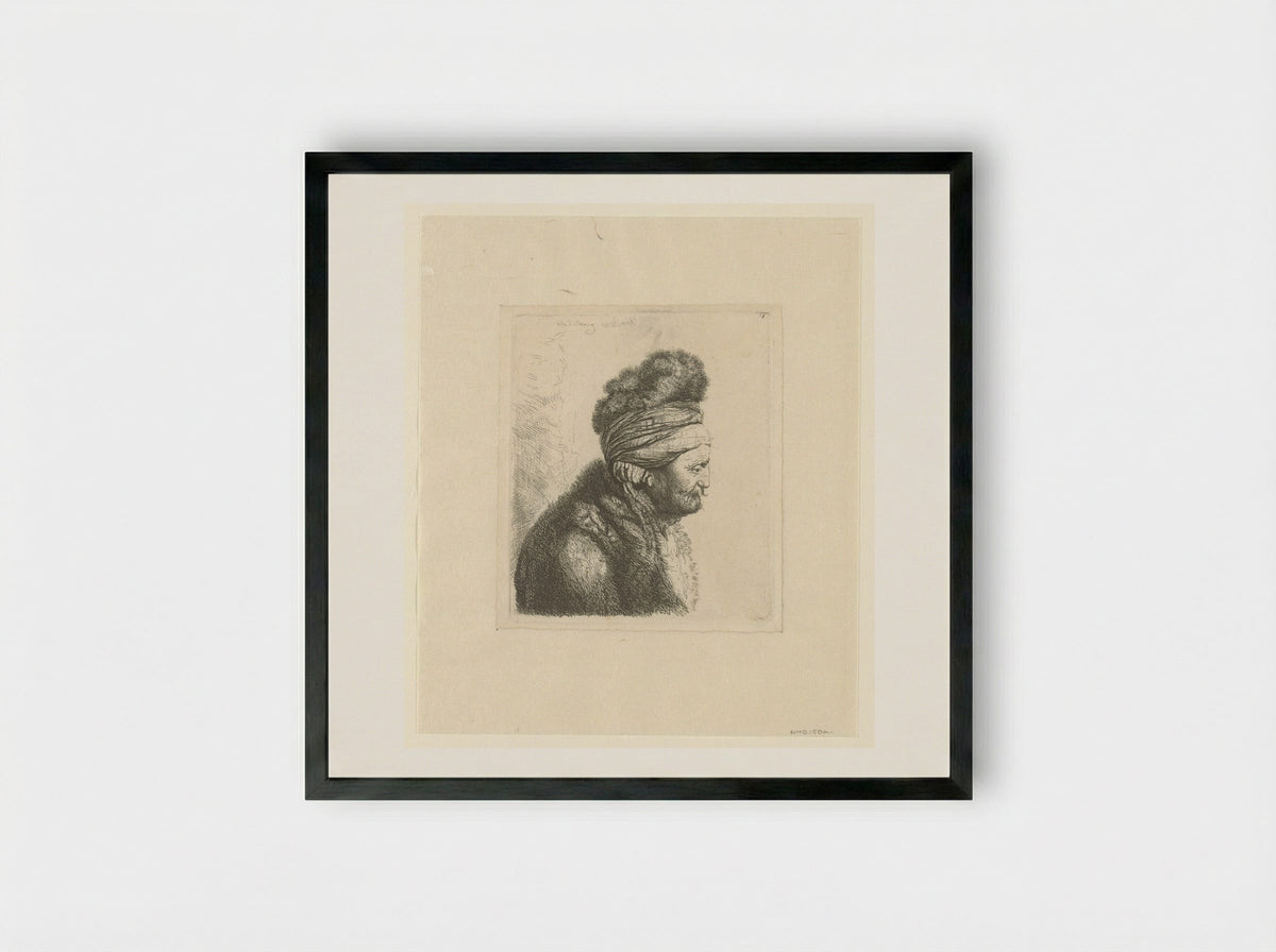 Old Man in a Fur Cap and Coat - John Smith of Chichester - Framed Print Black