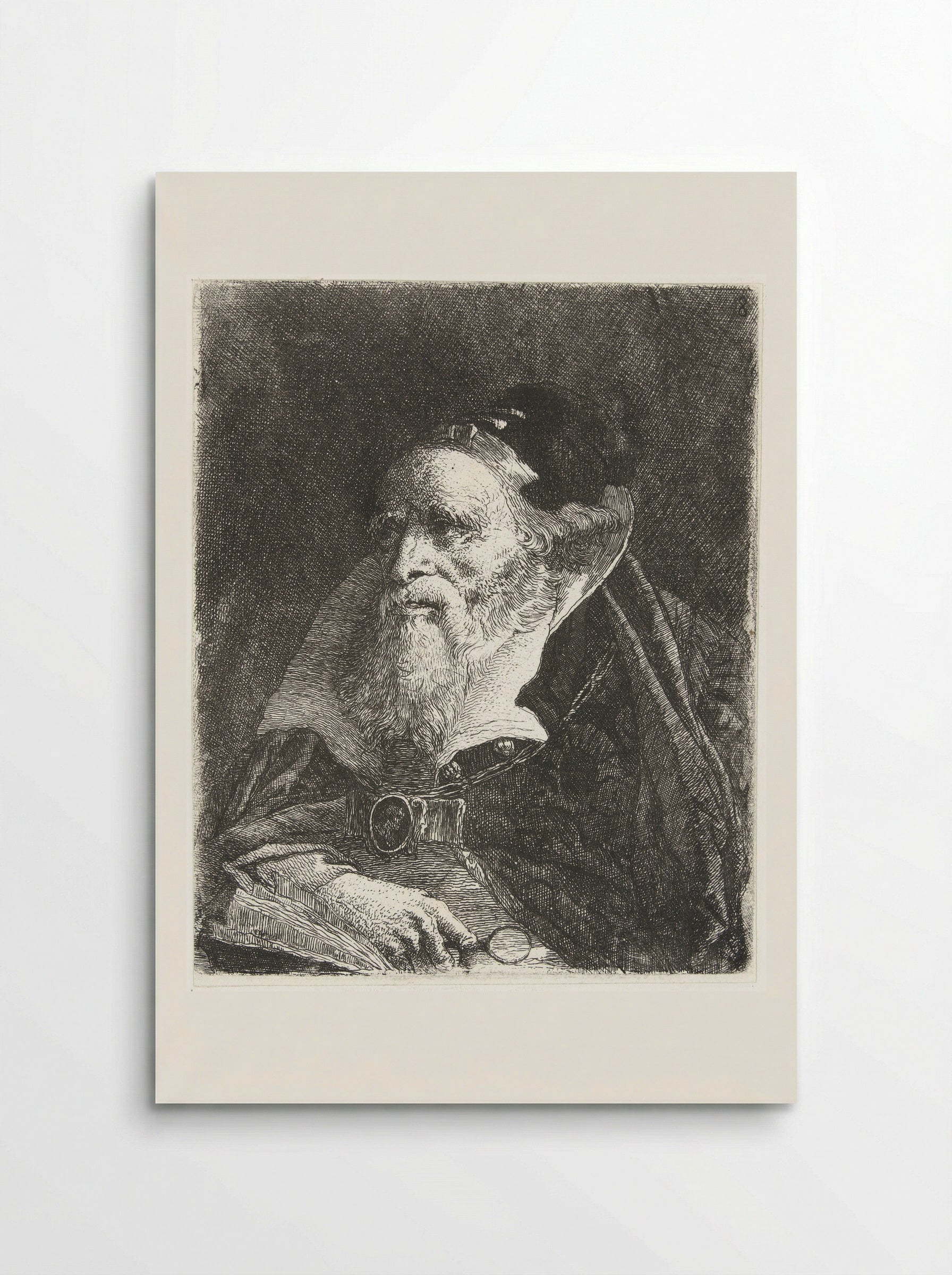 Old Man with Book and Magnifying Glass - Giovanni Domenico Tiepolo - Poster