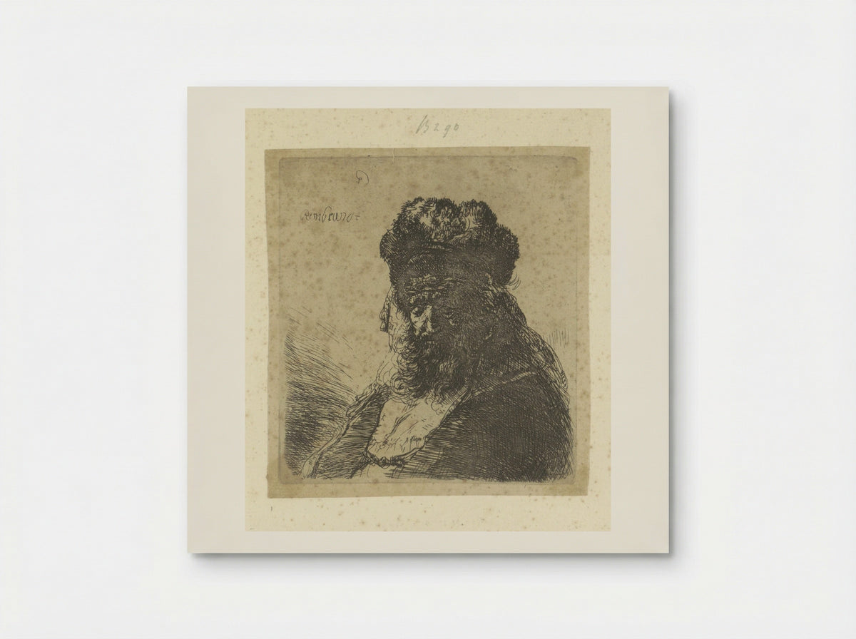 Old Man with a Beard and Fur Cap - Rembrandt van Rijn - Poster