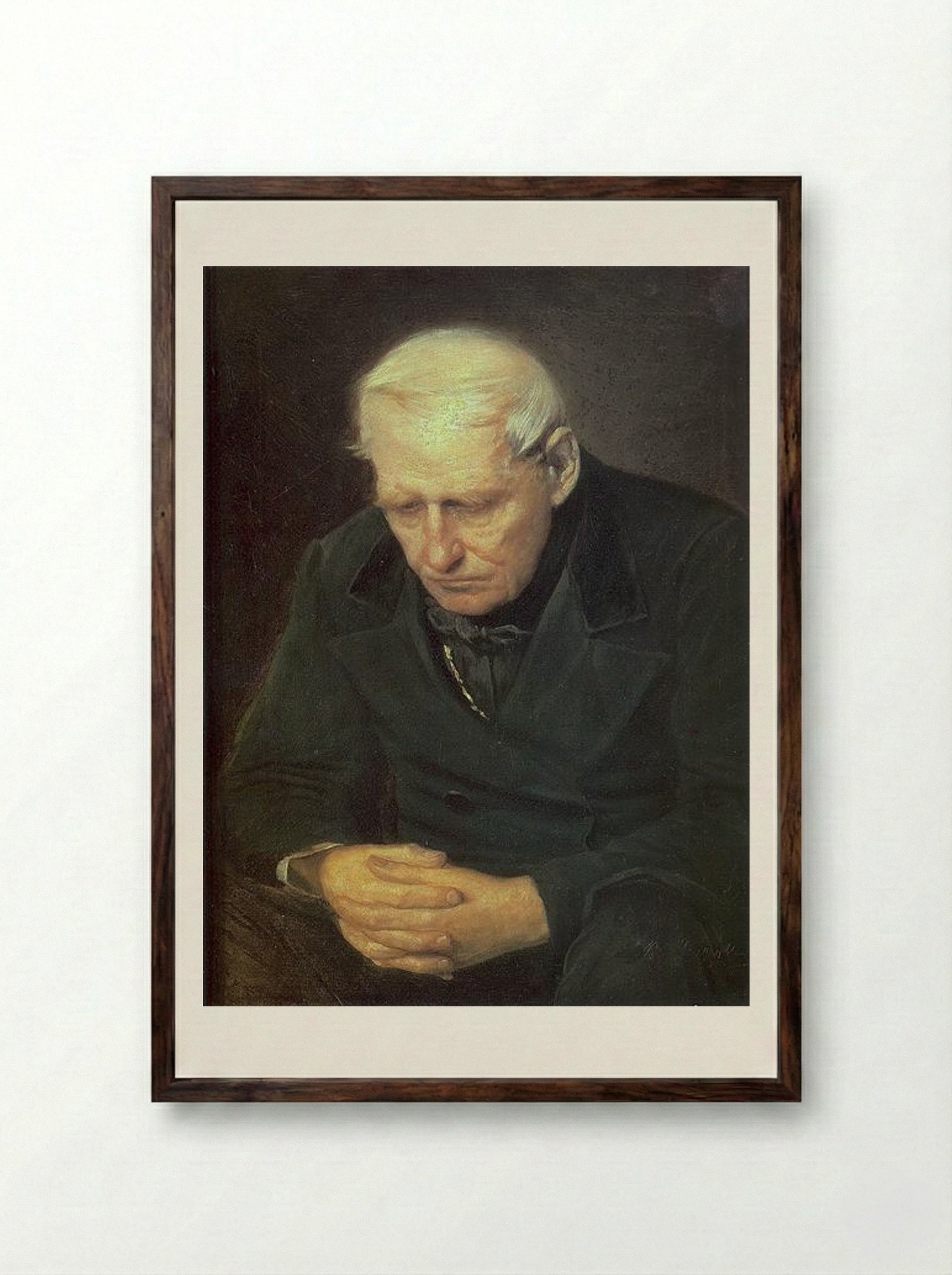 Old Man - Vasily Perov - Framed Print Dark Wood