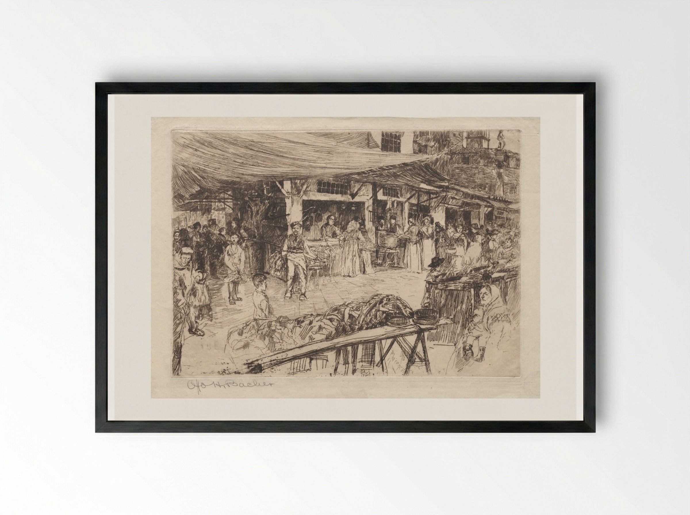 Old Market, Florence - Otto H. Bacher - Framed Print Black