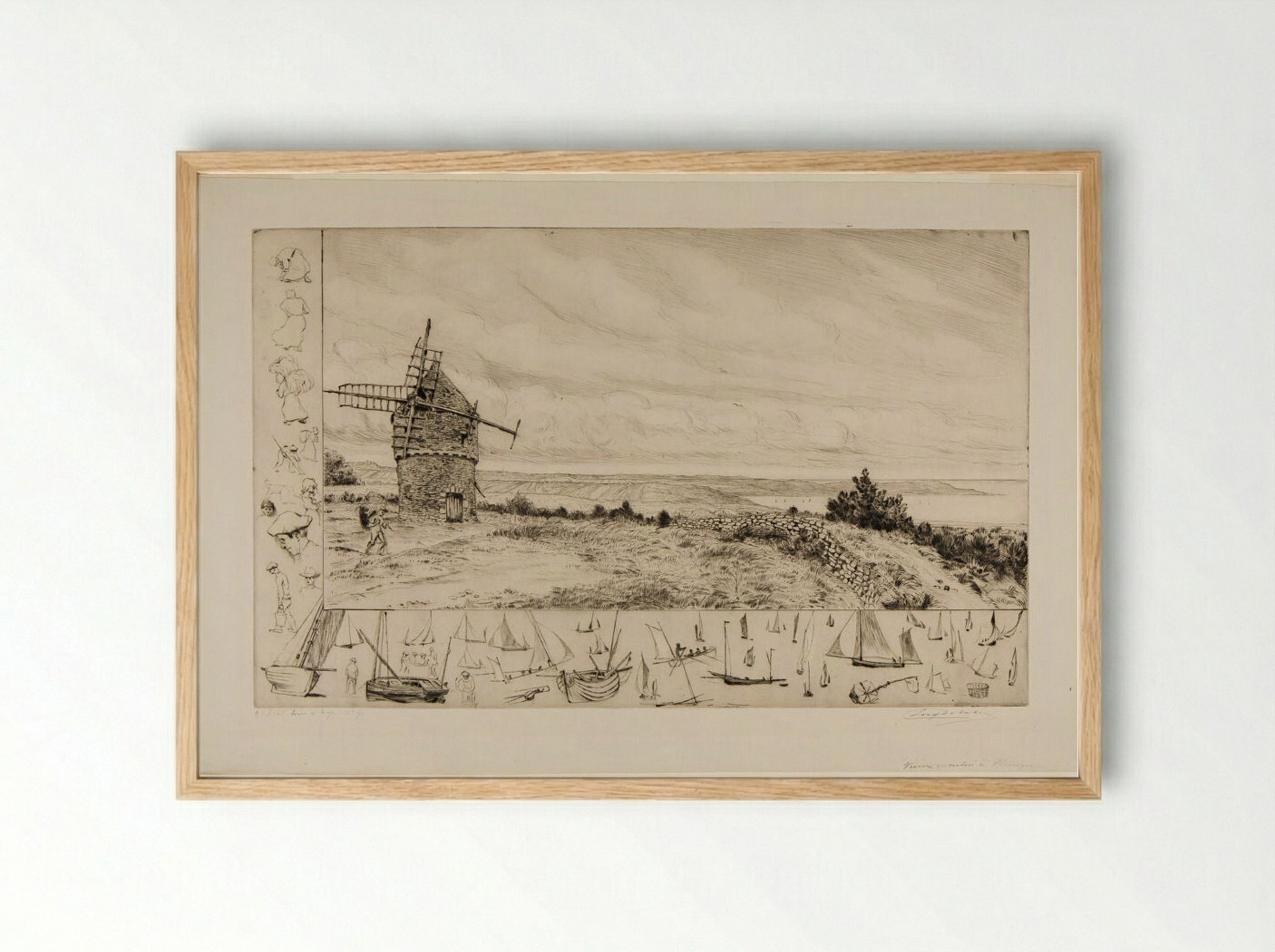 Old Mill at Plouezac, Brittany - Eugène Delâtre - Framed Print Wood