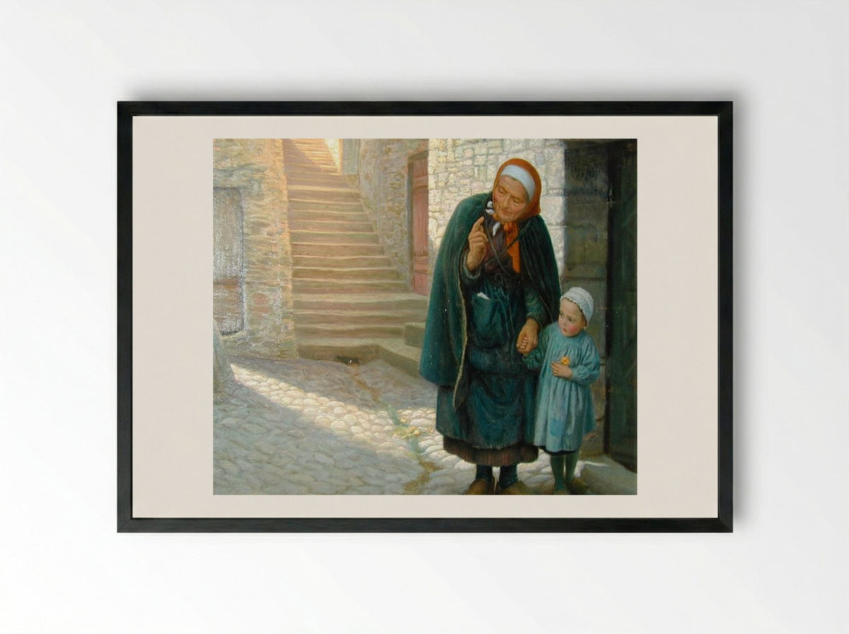 Old Neighbor Gone Bye - Arthur Hughes - Framed Print Black