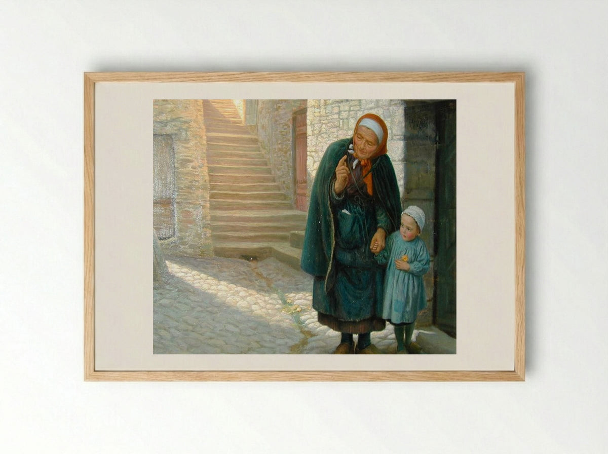 Old Neighbor Gone Bye - Arthur Hughes - Framed Print Wood