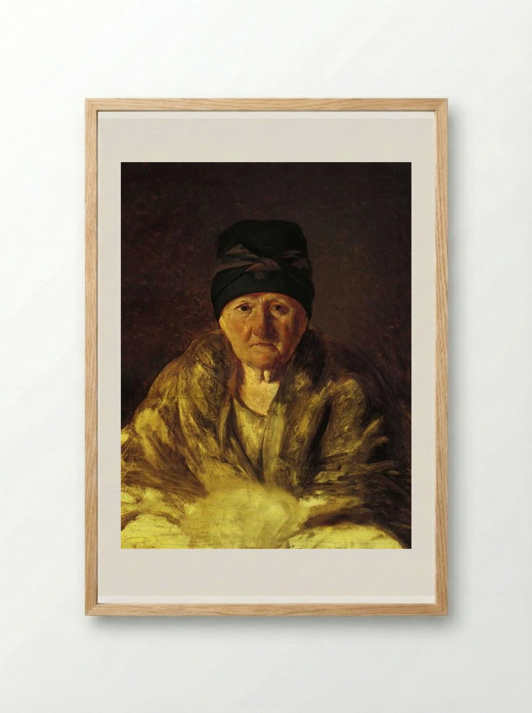 Old Nurse in Shlychkov - Alexey Venetsianov - Framed Print Wood