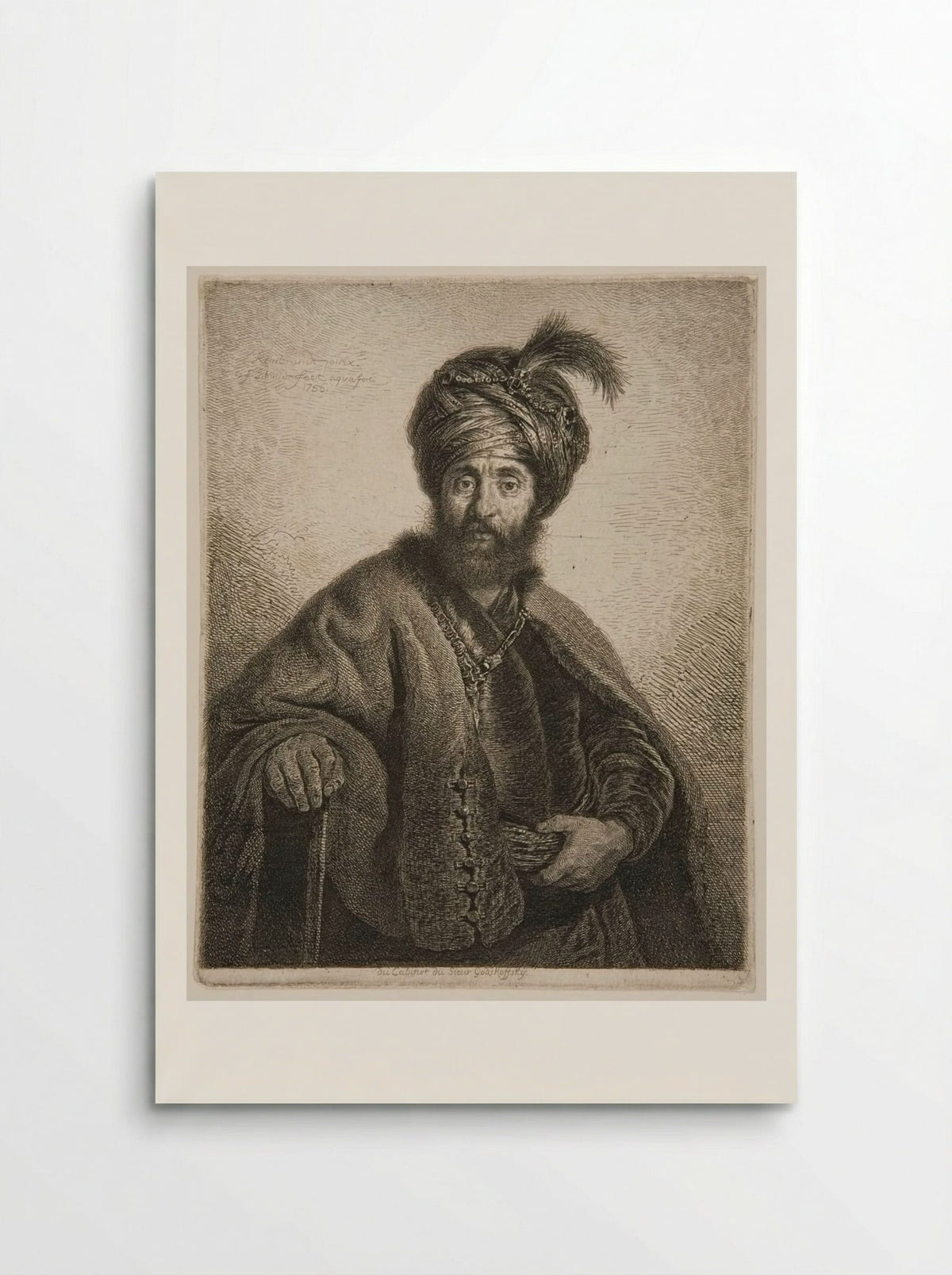 Old Persian with a Cane - Georg Friedrich Schmidt - Poster