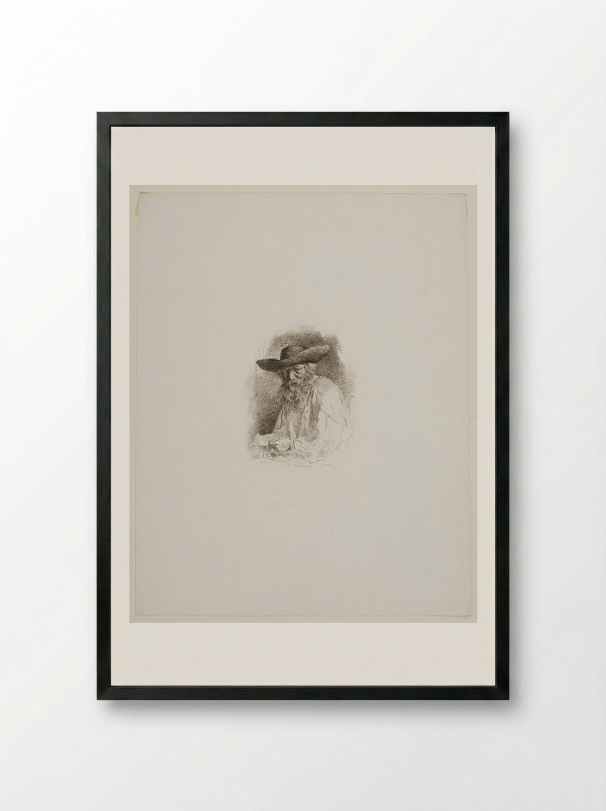 Old Person's Head - Charles-Émile Jacque - Framed Print Black