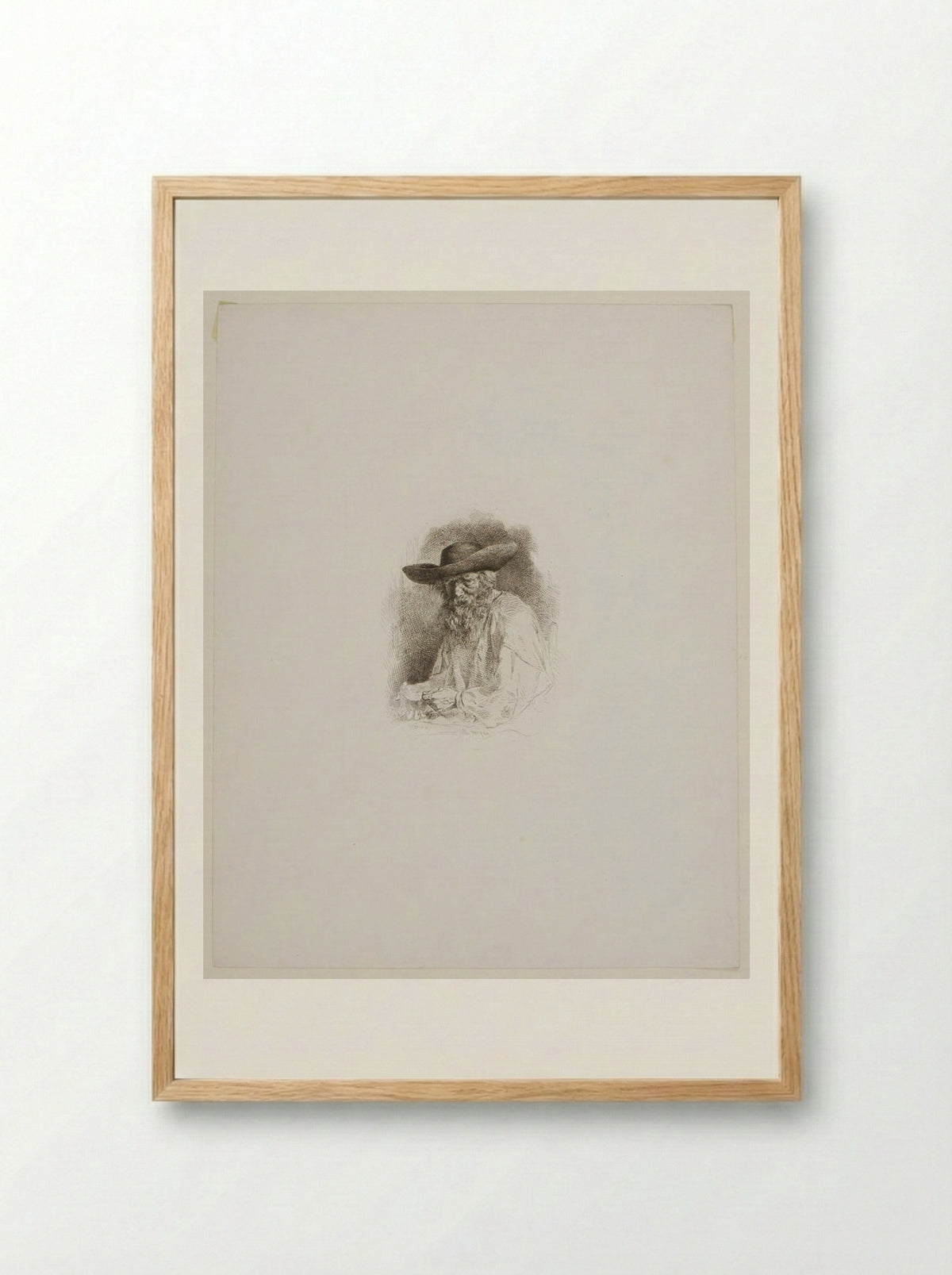 Old Person's Head - Charles-Émile Jacque - Framed Print Wood