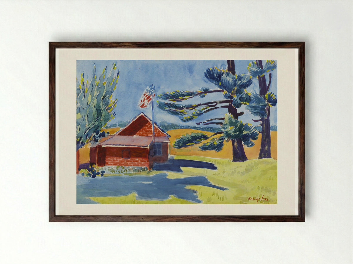 Old Schoolhouse, Ryders - George Luks - Framed Print Dark Wood