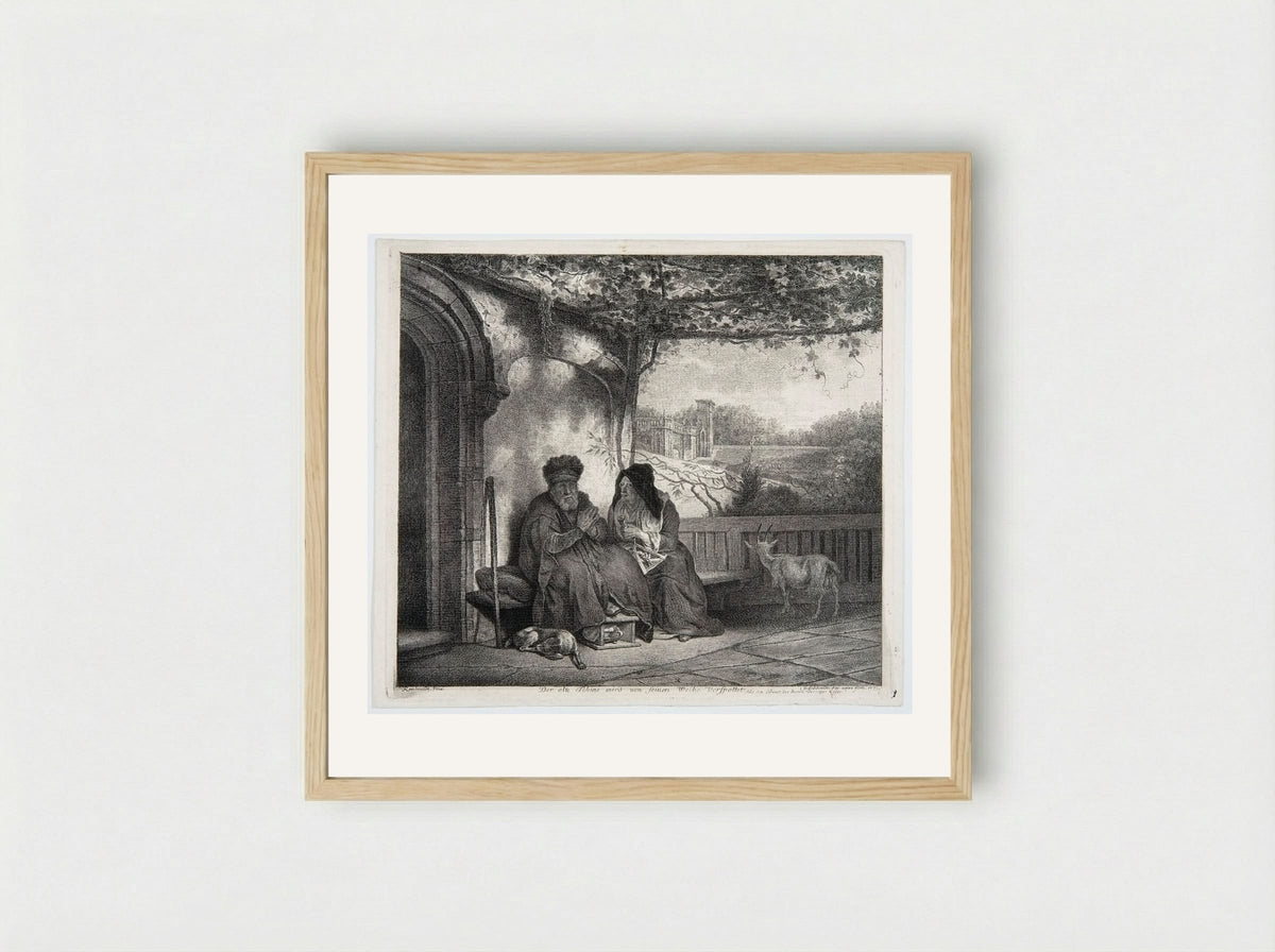 Old Tobias Mocked by His Wife - Georg Friedrich Schmidt - Framed Print Wood