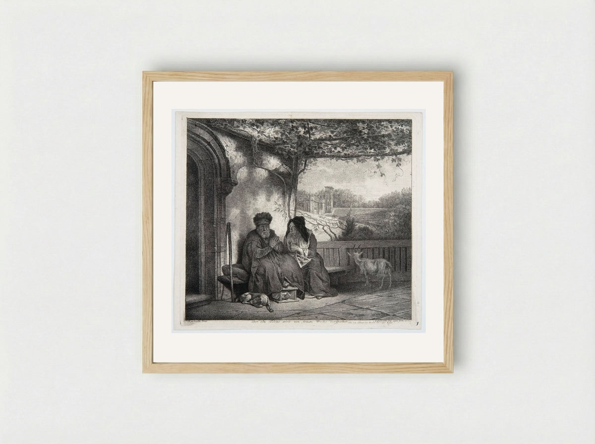 Old Tobias Mocked by His Wife - Georg Friedrich Schmidt - Framed Print Wood