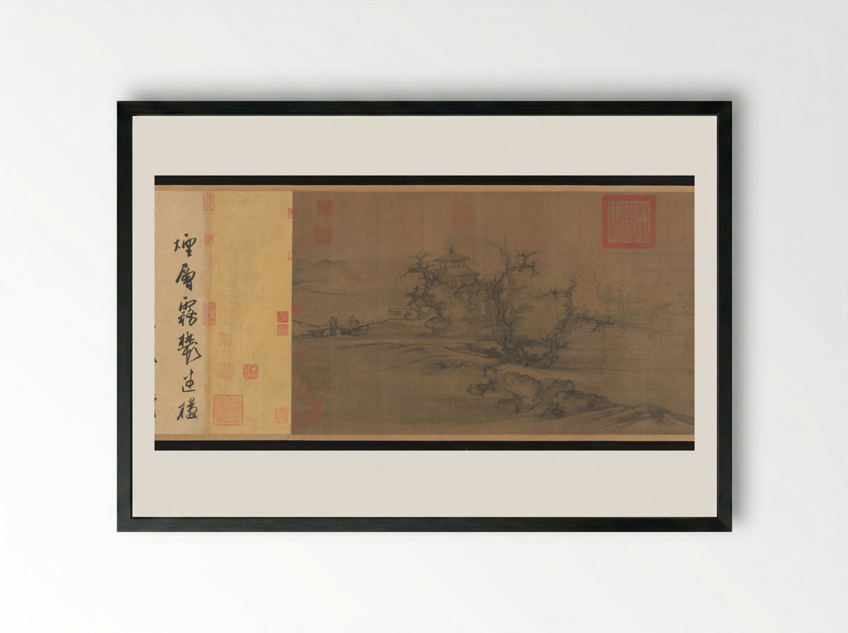 Old Trees, Level Distance - Guo Xi - Framed Print Black