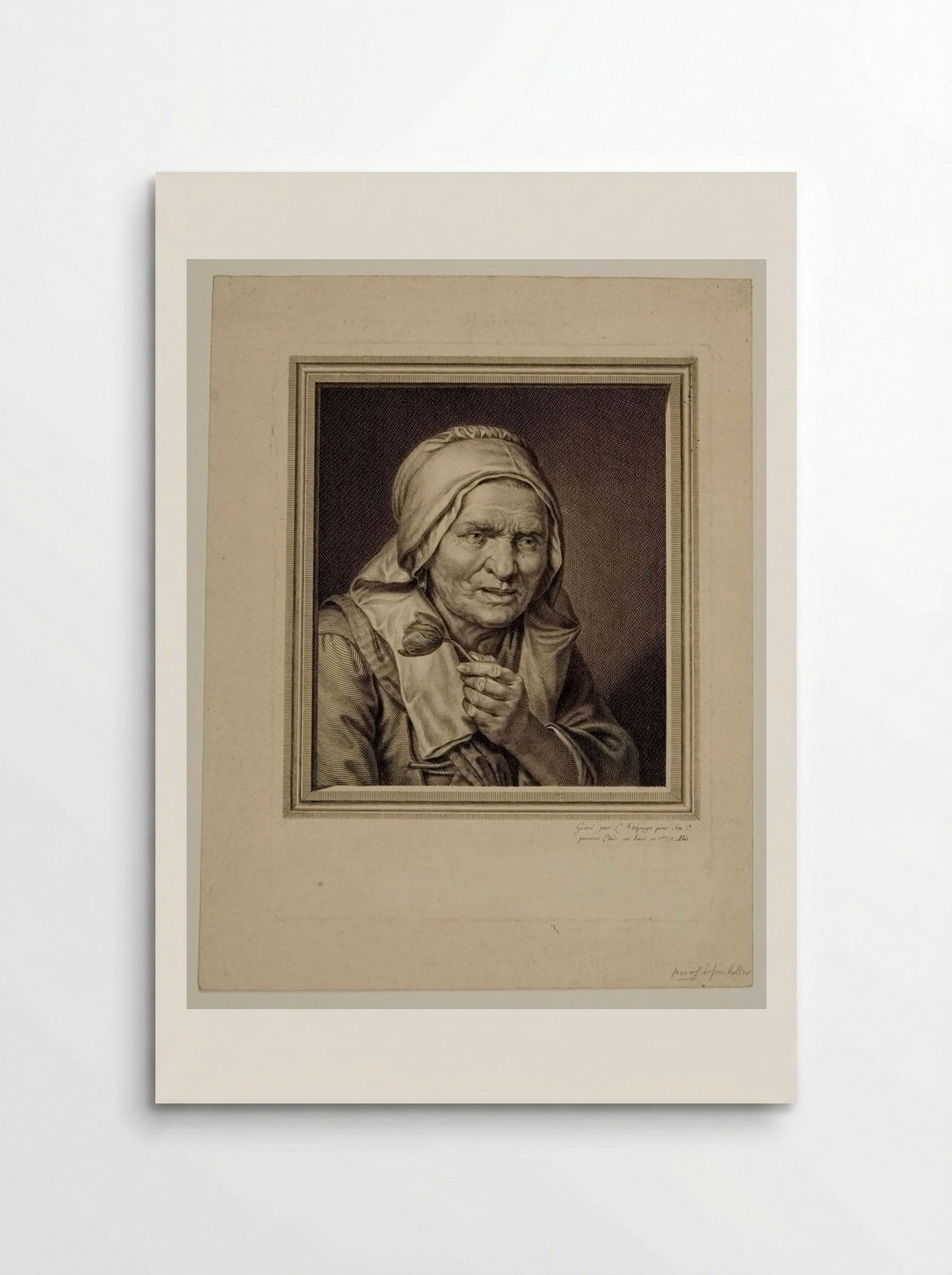 Old Woman Holding a Tulip - Luigi Valperga - Poster