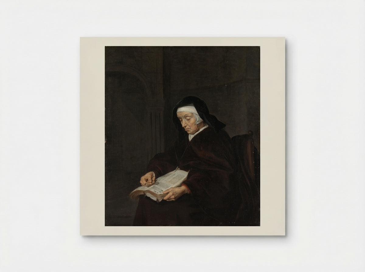 Old Woman Meditating - Gabriël Metsu - Poster