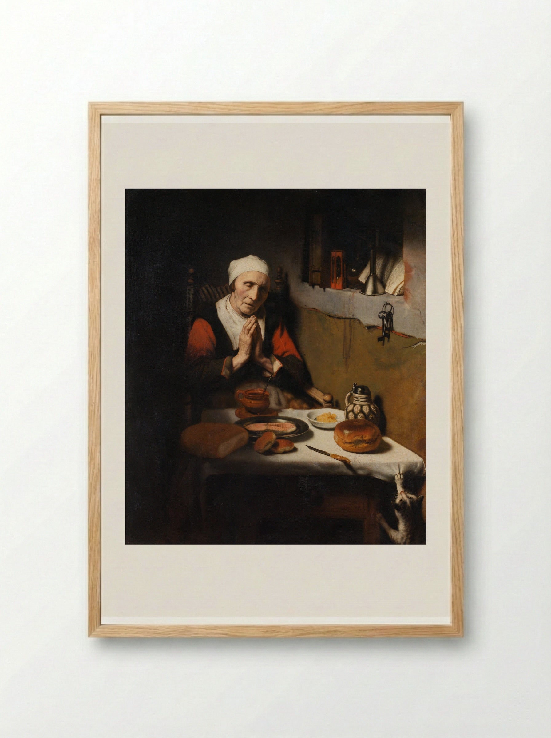 Old Woman Saying Grace, Known as ‘The Prayer without End’ - Nicolaes Maes - Framed Print Wood