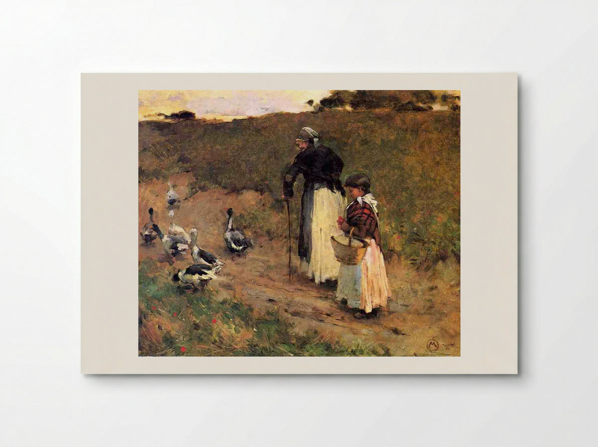 Old Woman with Child and Goose - Willard Metcalf - Poster