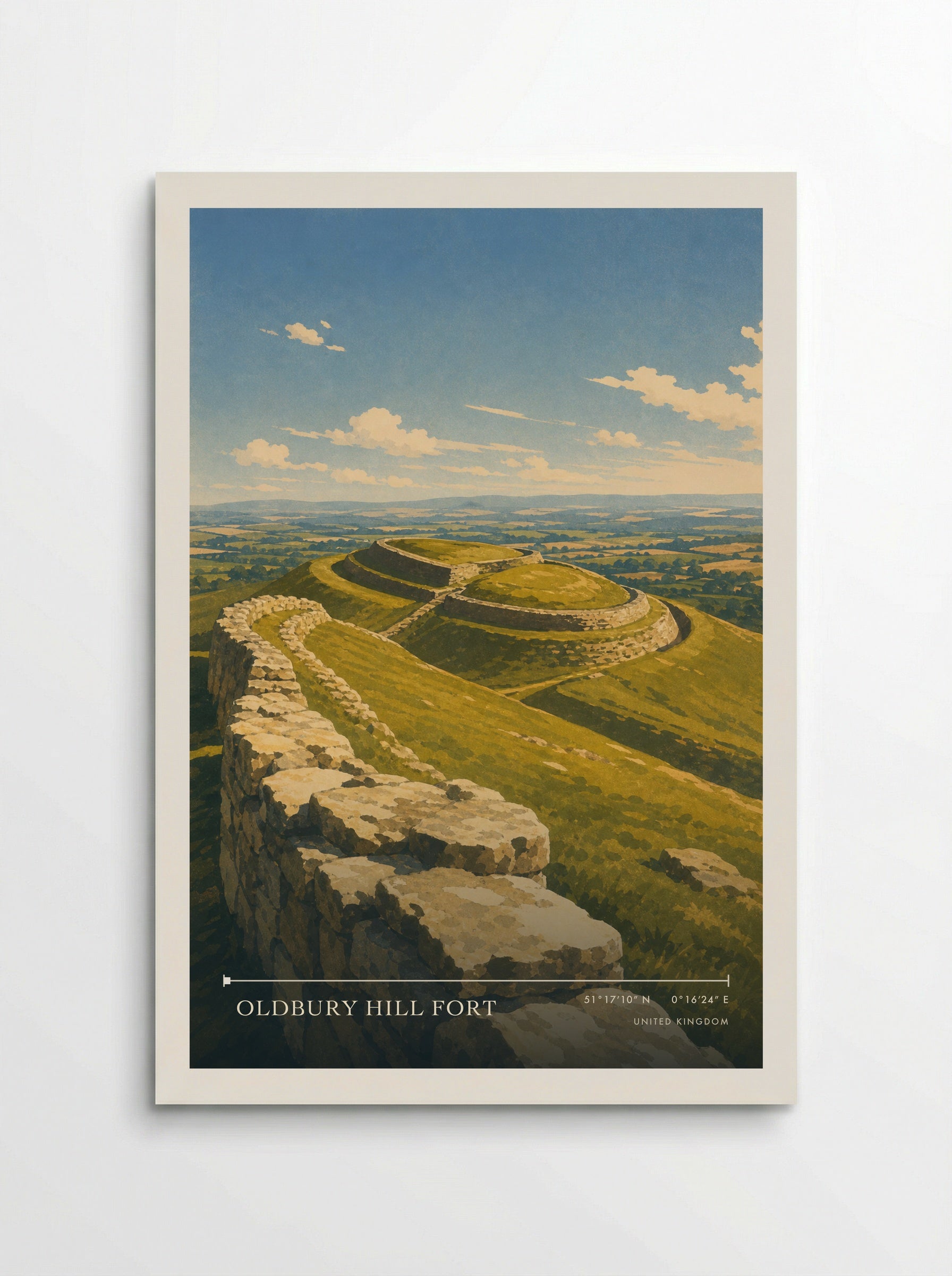 Oldbury Hill Fort United Kingdom Travel Poster - Poster