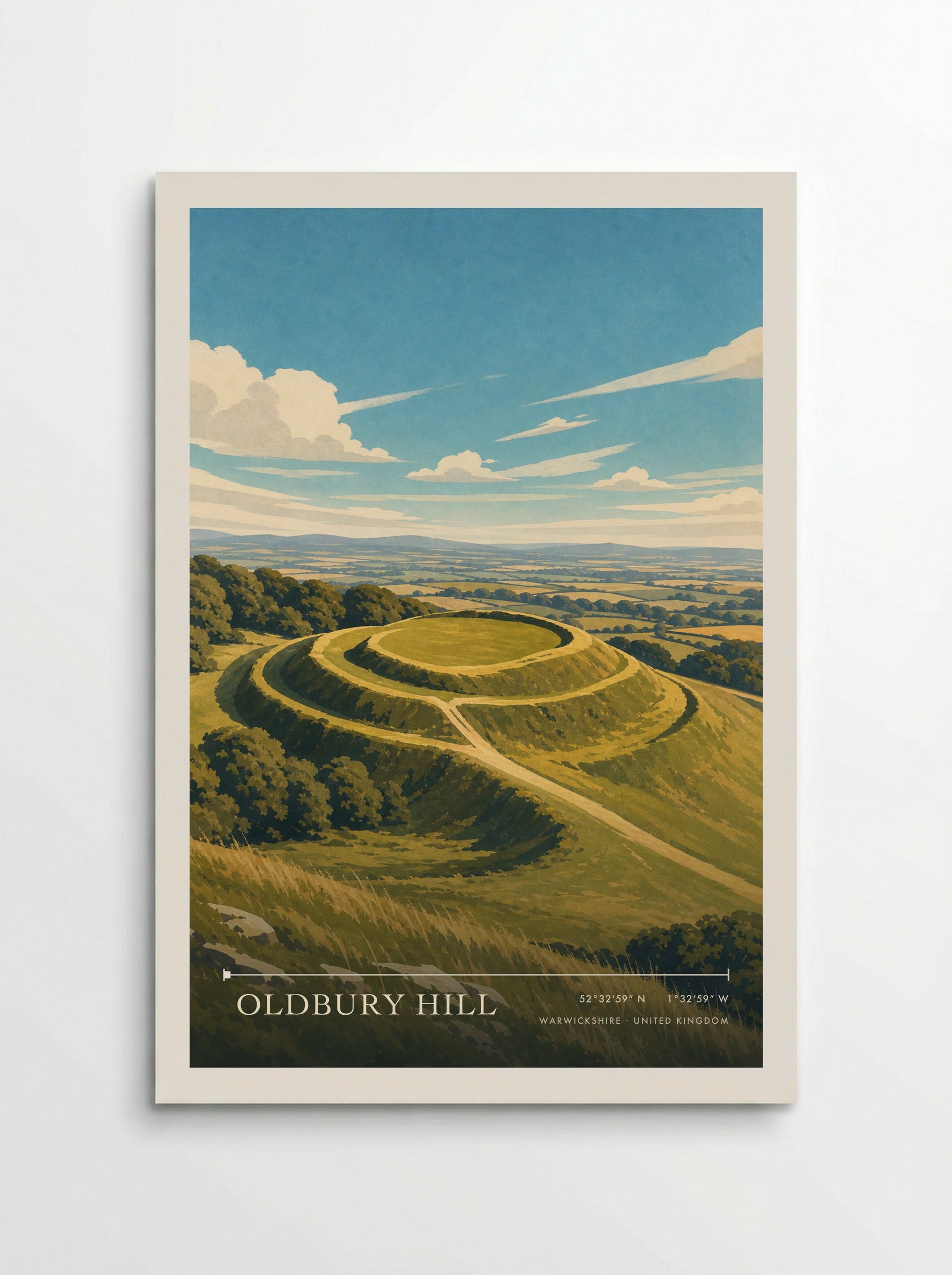 Oldbury Hill Warwickshire United Kingdom Travel Poster - Poster