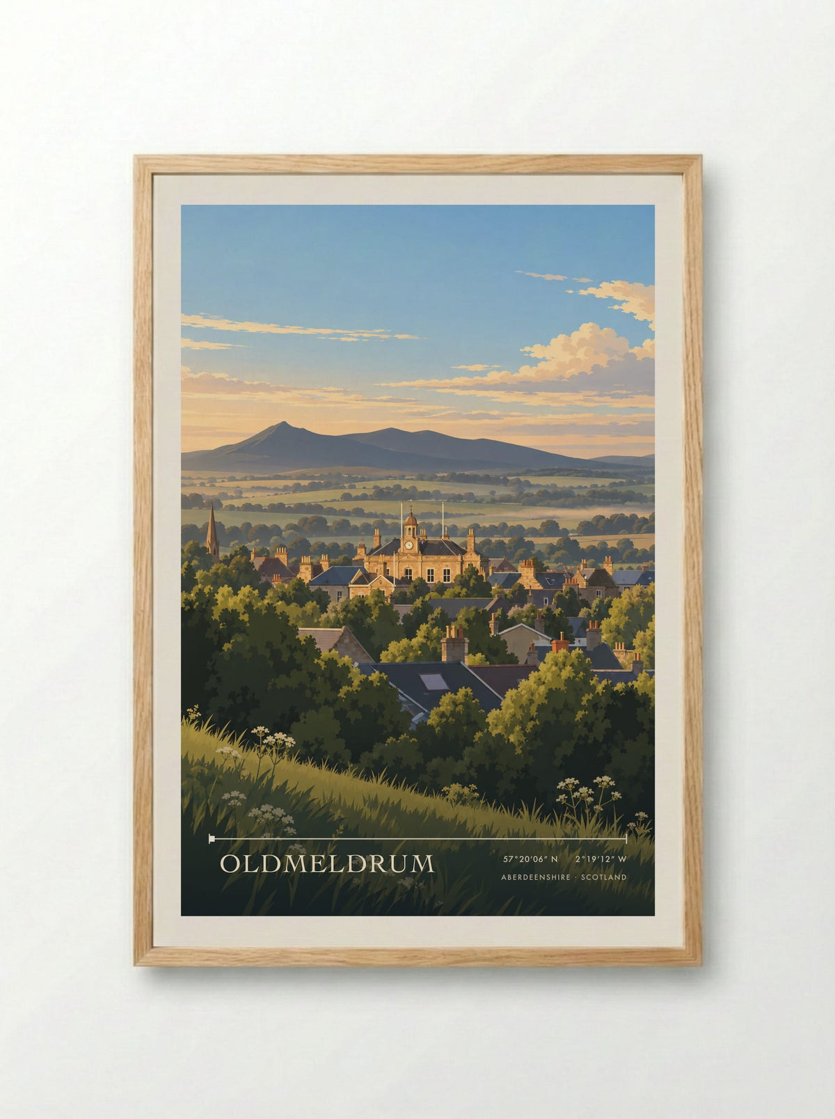 Oldmeldrum, Aberdeenshire | Travel Poster - Framed Print Wood