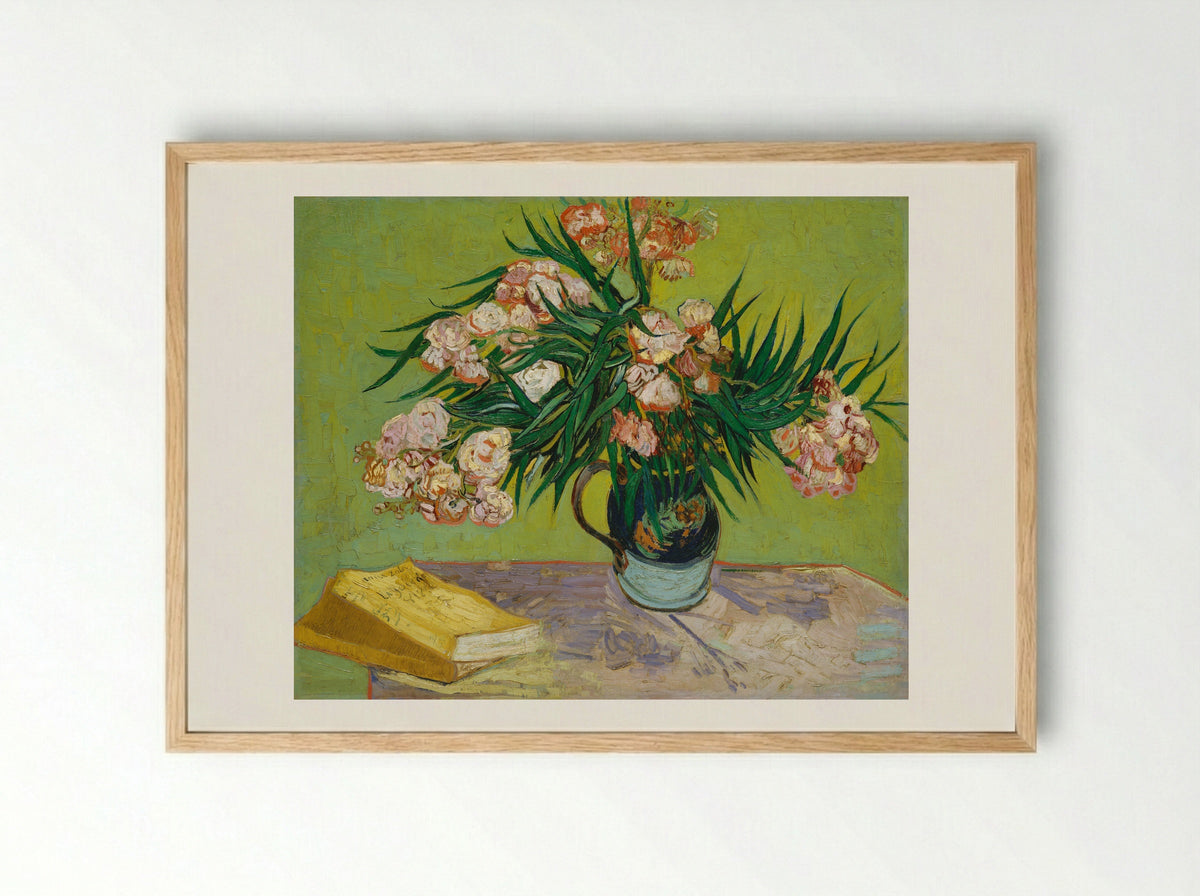 Oleanders and Books - Vincent van Gogh - Framed Print Wood