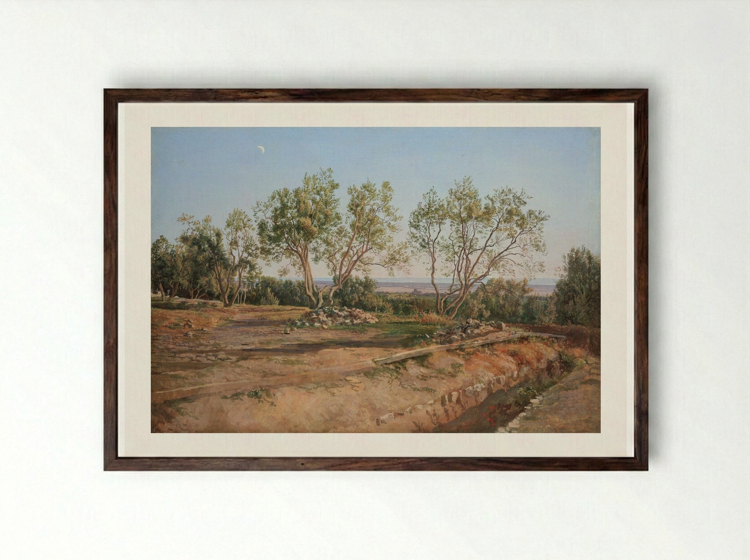 Olive Trees at Albano - Alexander Ivanov - Framed Print Dark Wood