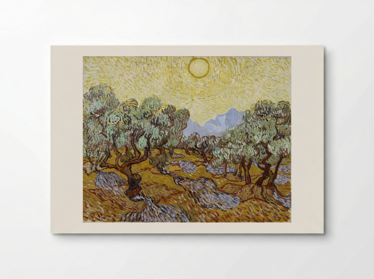 Olive Trees with Yellow Sky and Sun - Vincent van Gogh - Poster