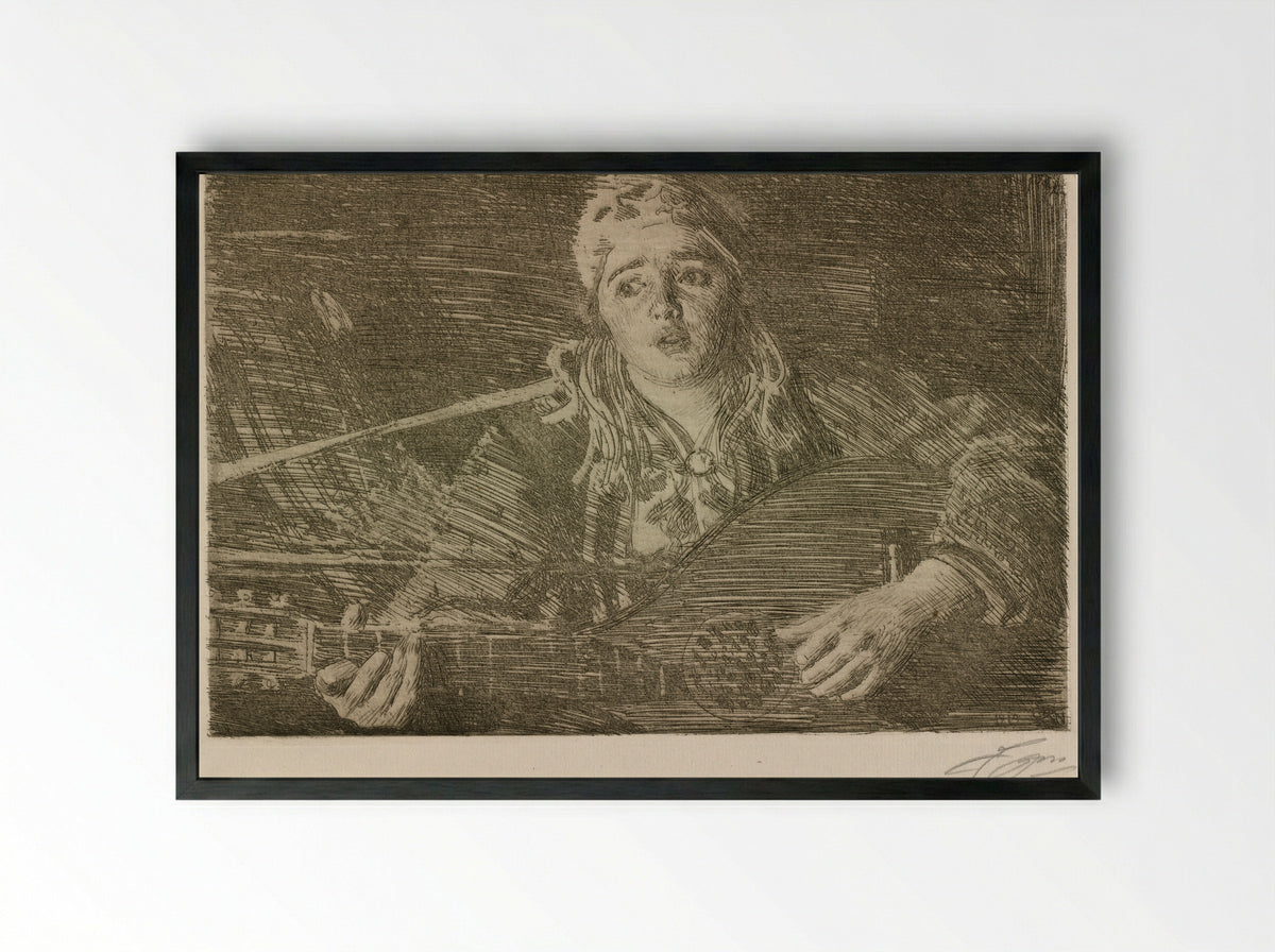 Ols Maria - Anders Zorn - Framed Print Black