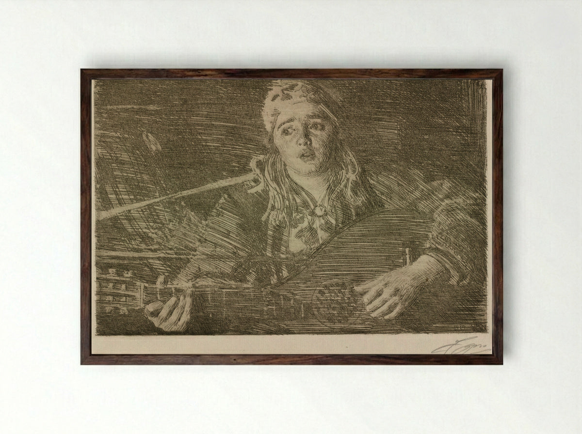 Ols Maria - Anders Zorn - Framed Print Dark Wood