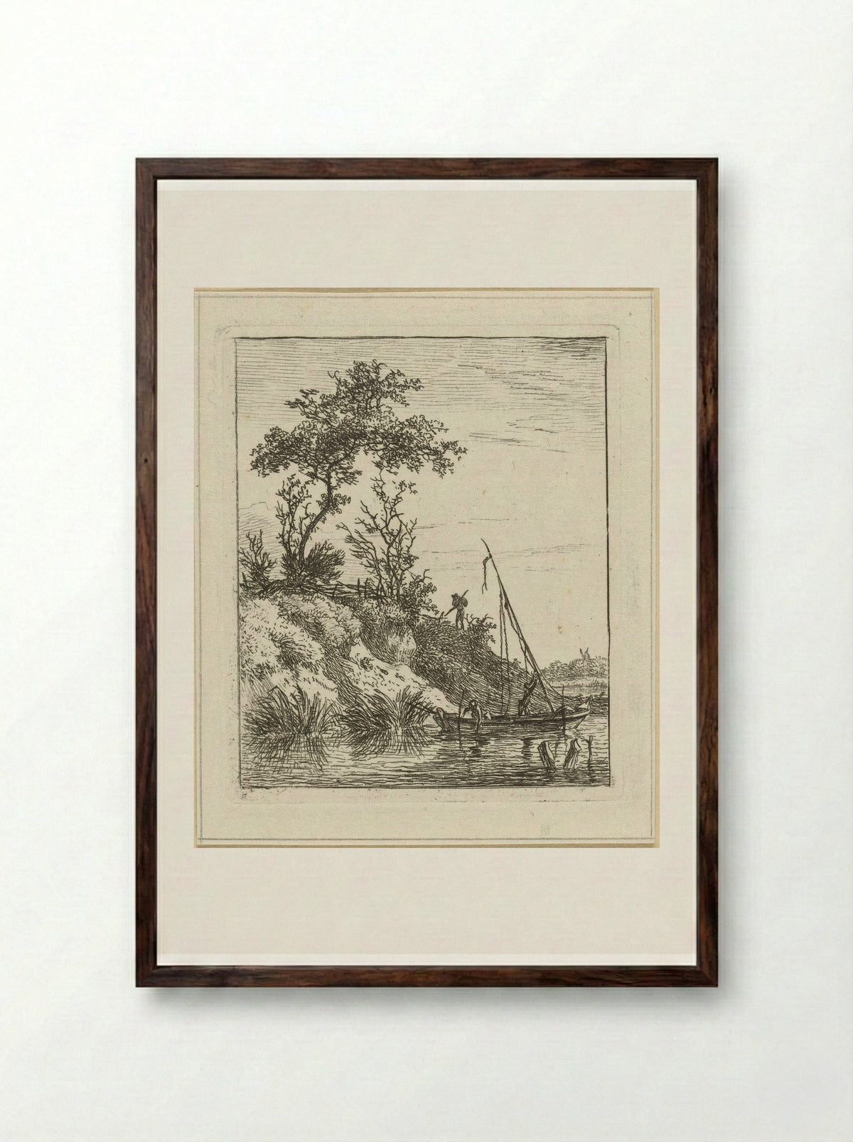 Omhoog zetten van de mast - Hermanus Fock - Framed Print Dark Wood