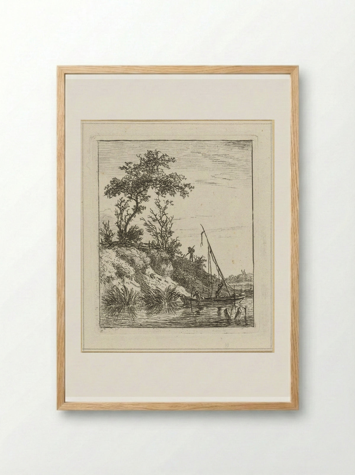 Omhoog zetten van de mast - Hermanus Fock - Framed Print Wood