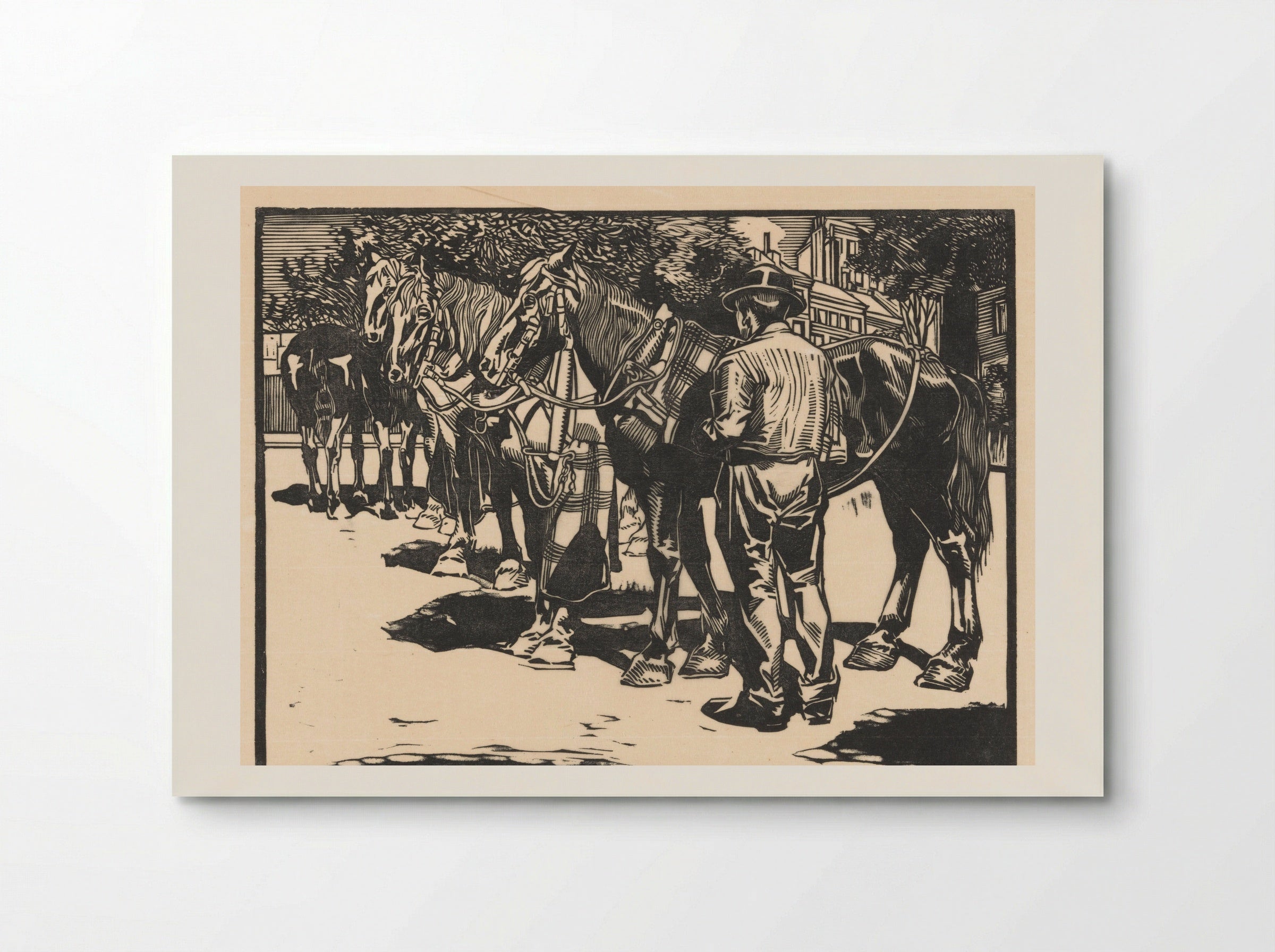 Omnibus-paarden op een plein - Johannes Josephus Aarts - Poster