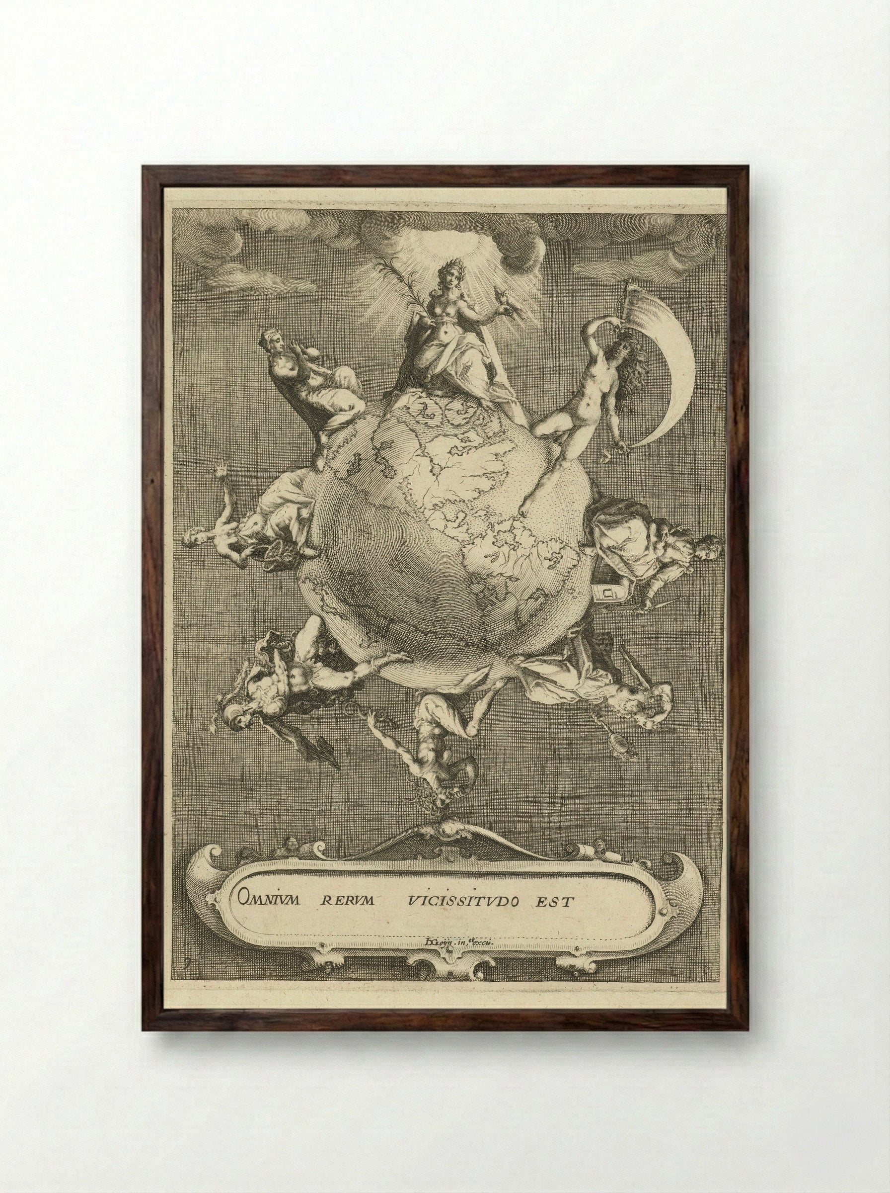 Omnium rerum Vicissitudo est - Zacharias Dolendo - Framed Print Dark Wood
