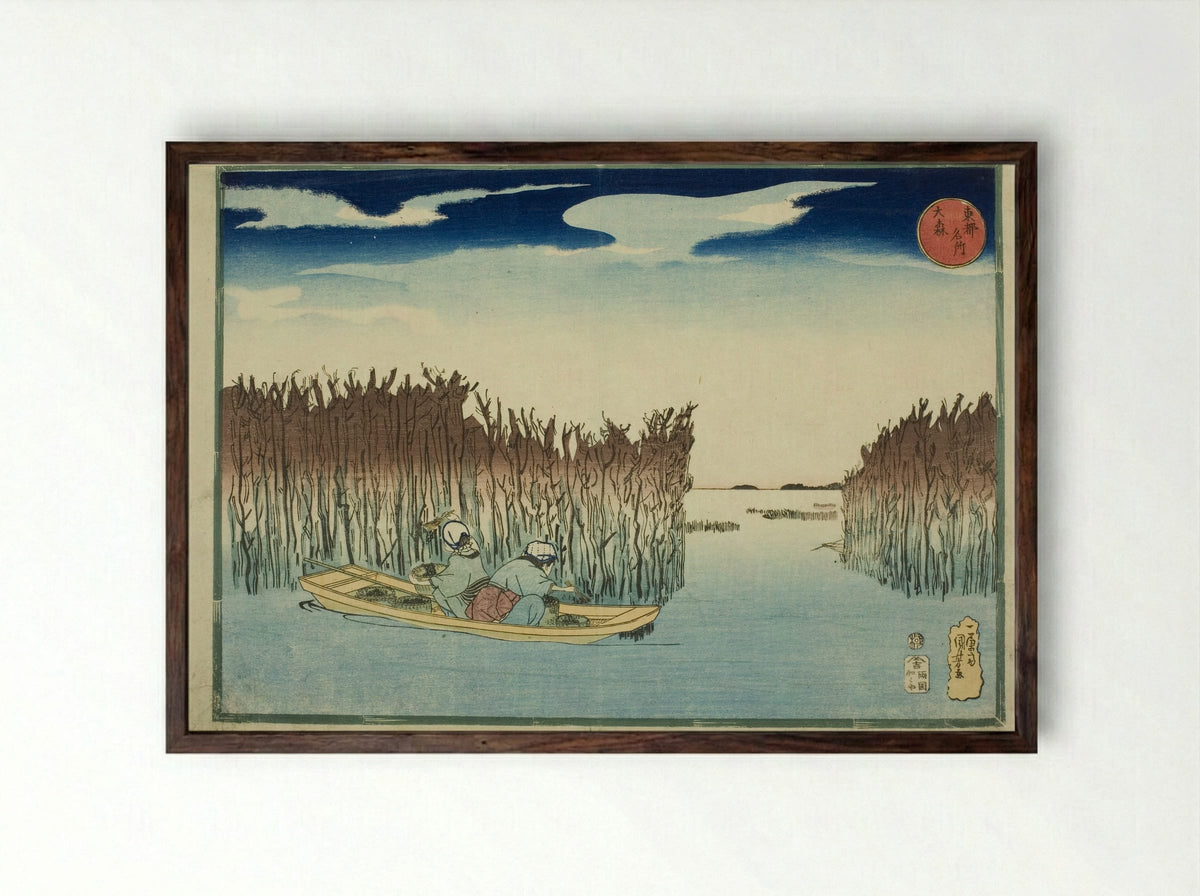 Omori, from the series Famous Places in the Eastern Capital - Utagawa Kuniyoshi - Framed Print Dark Wood