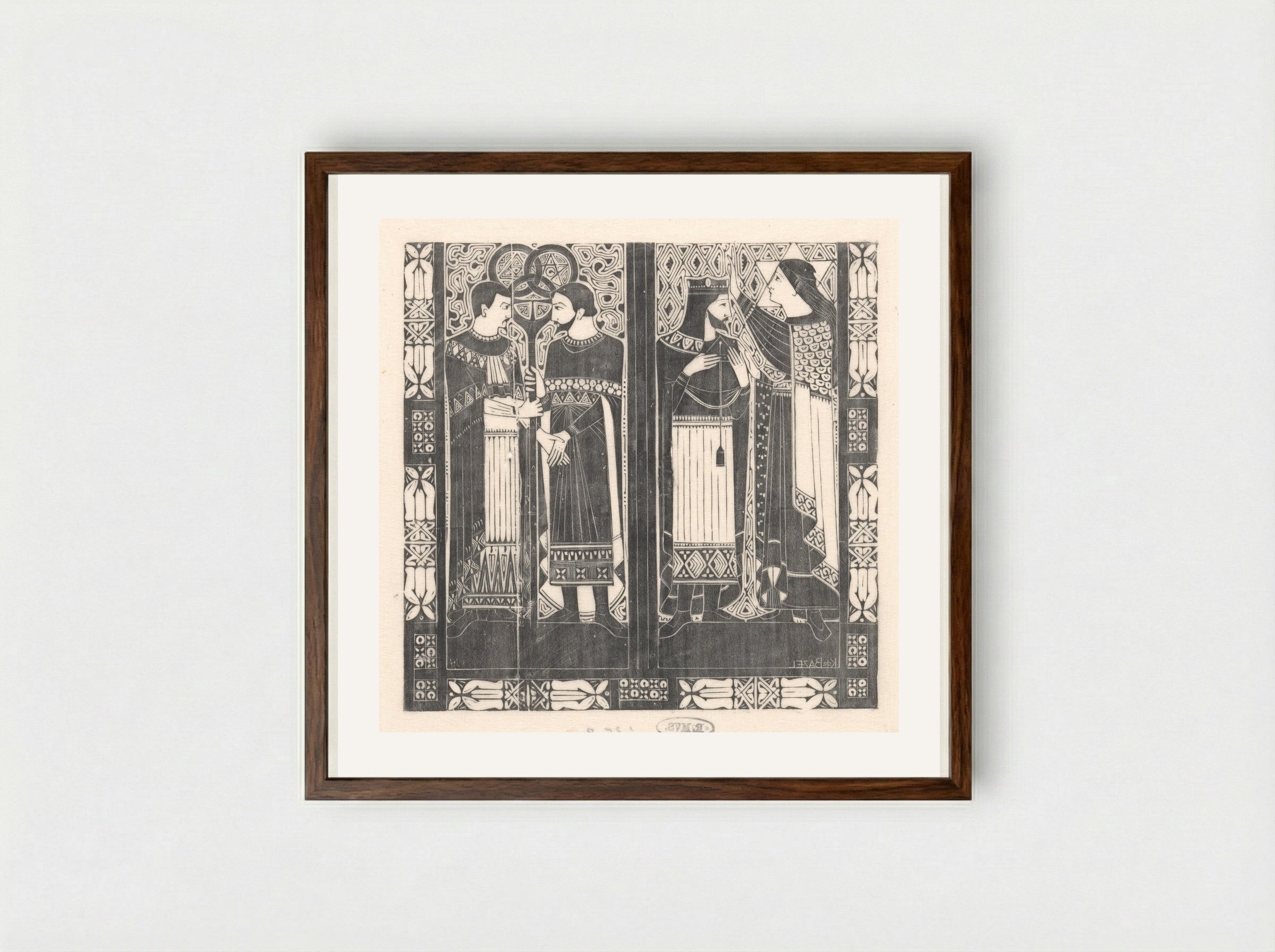 Omslagillustratie voor jubileumnummer Architectura - Karel Petrus Cornelis de Bazel - Framed Print Dark Wood