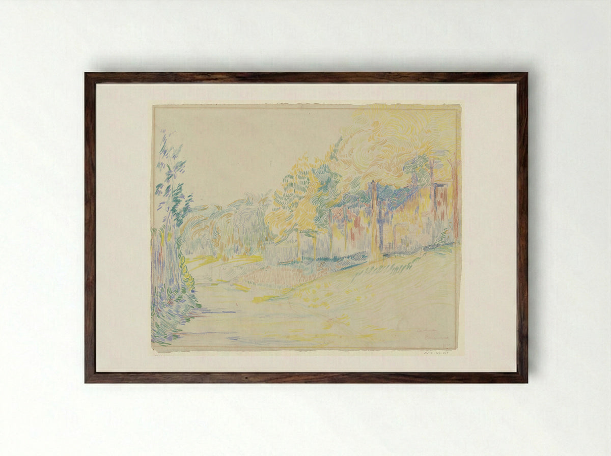 Omzoomde bosweg - Johan Thorn Prikker - Framed Print Dark Wood