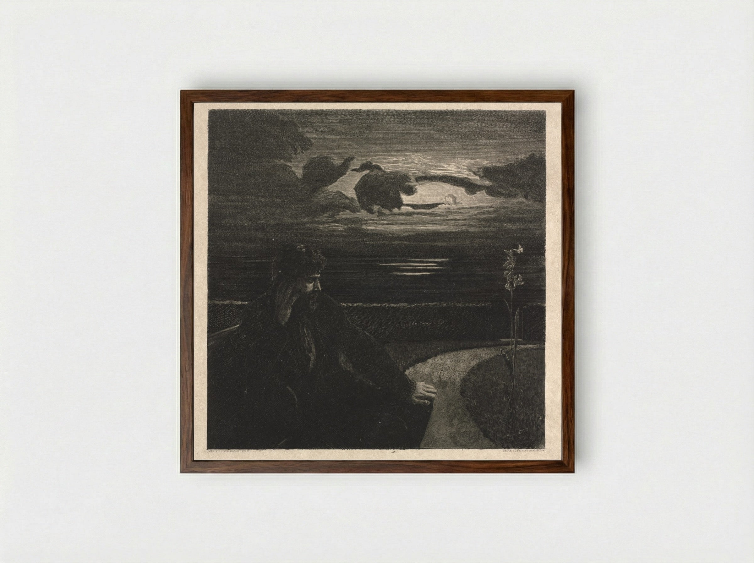 On Death, Part I - Max Klinger - Framed Print Dark Wood