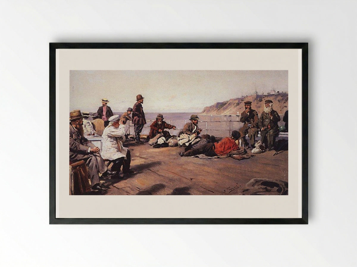 On Deck - Vladimir Makovsky - Framed Print Black