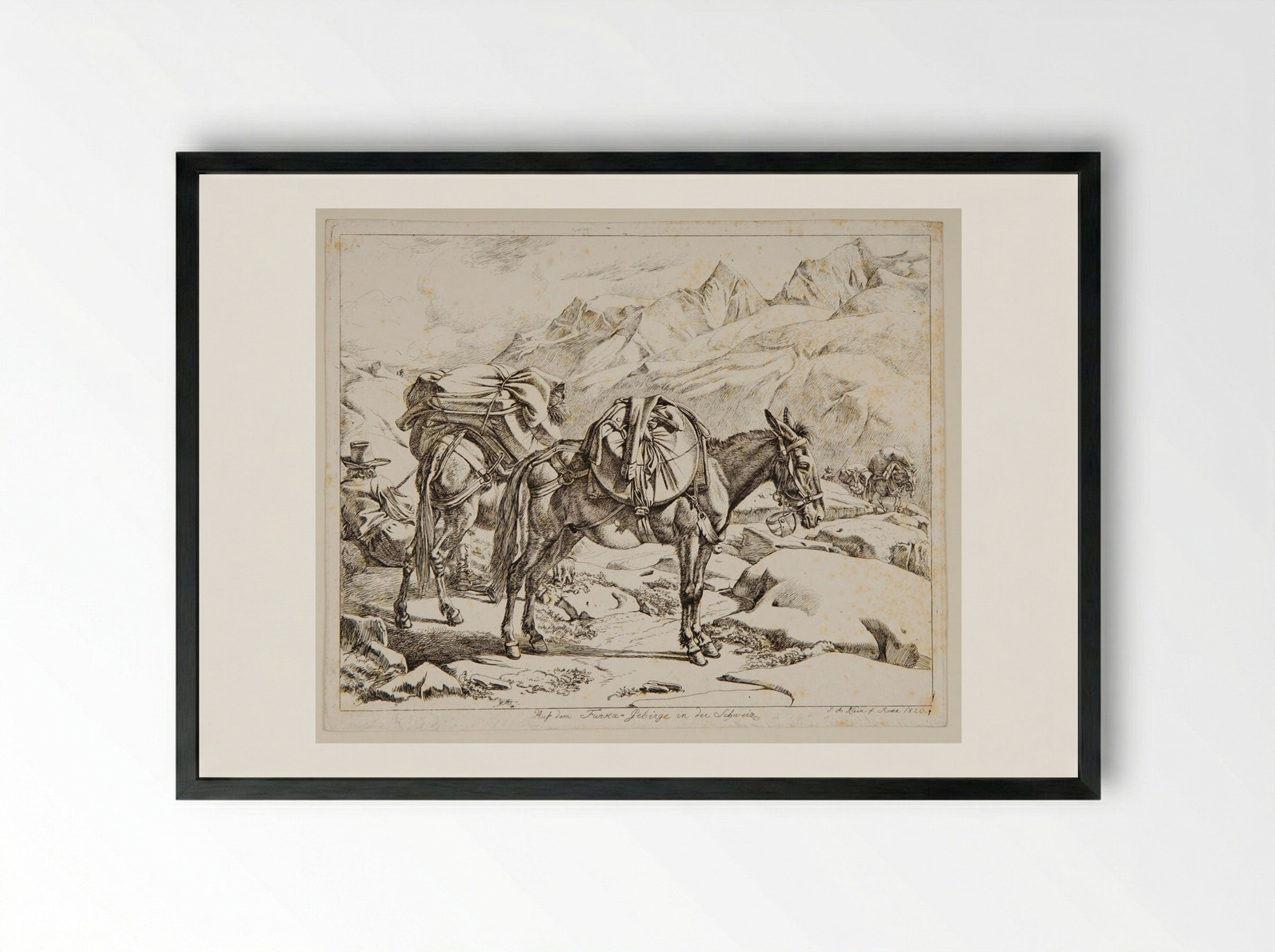 On La Furca, Switzerland - Johann Adam Klein - Framed Print Black
