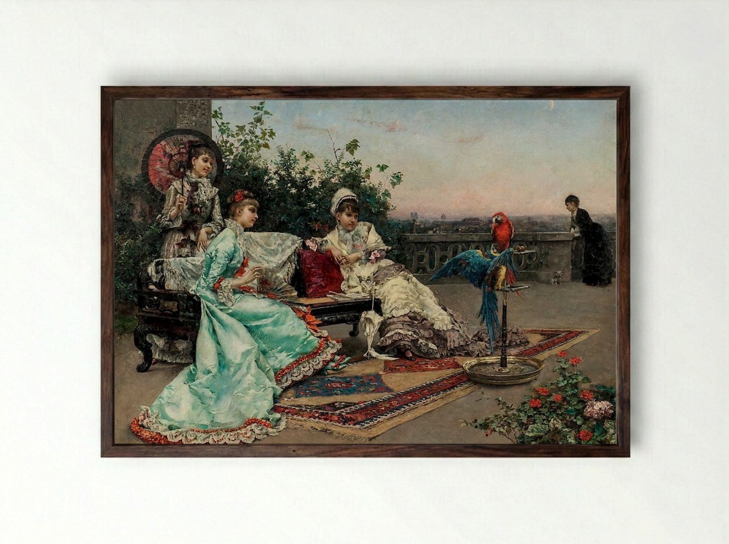 On The Terrace - Julius LeBlanc Stewart - Framed Print Dark Wood