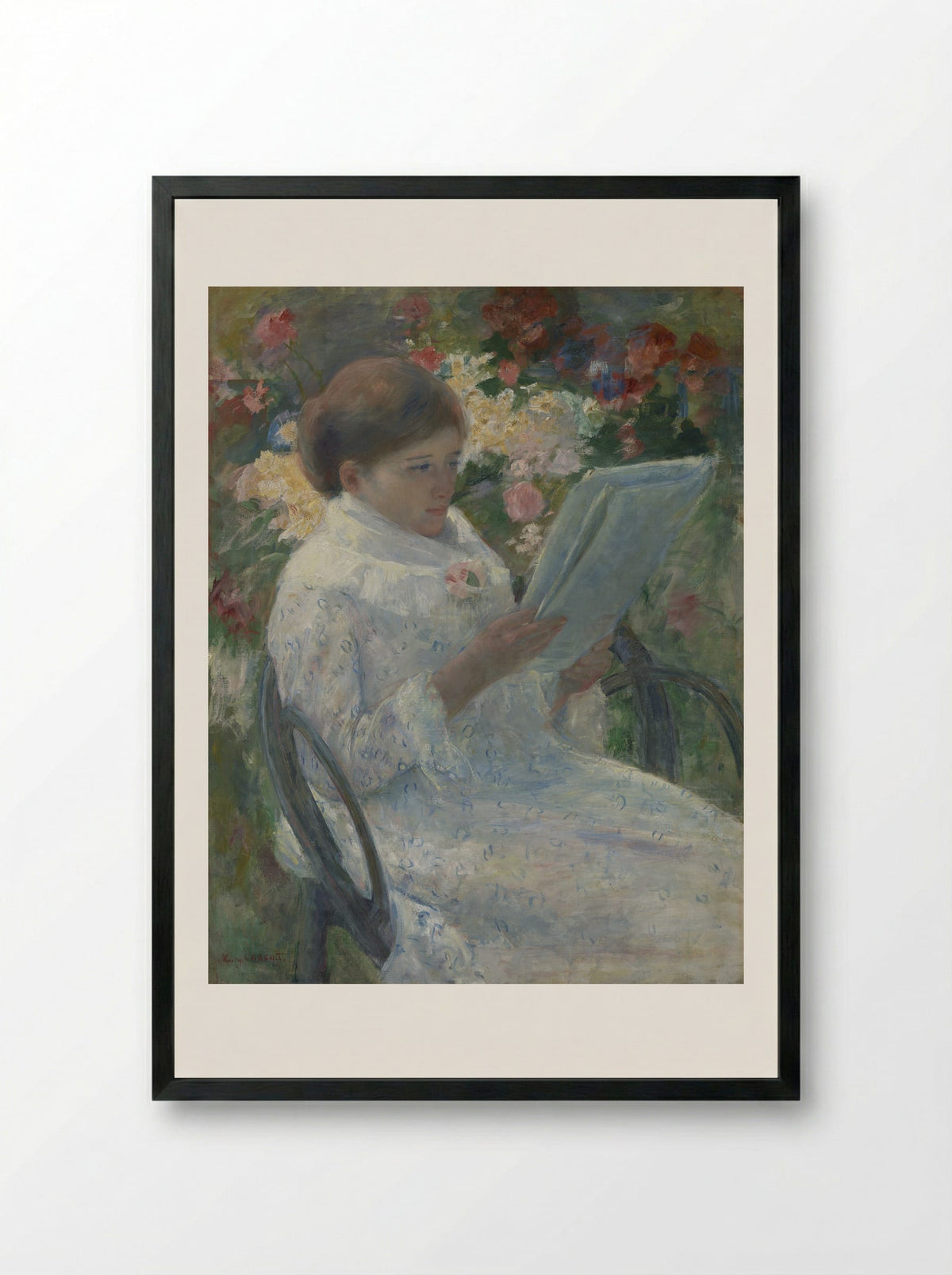 On a Balcony - Mary Cassatt - Framed Print Black
